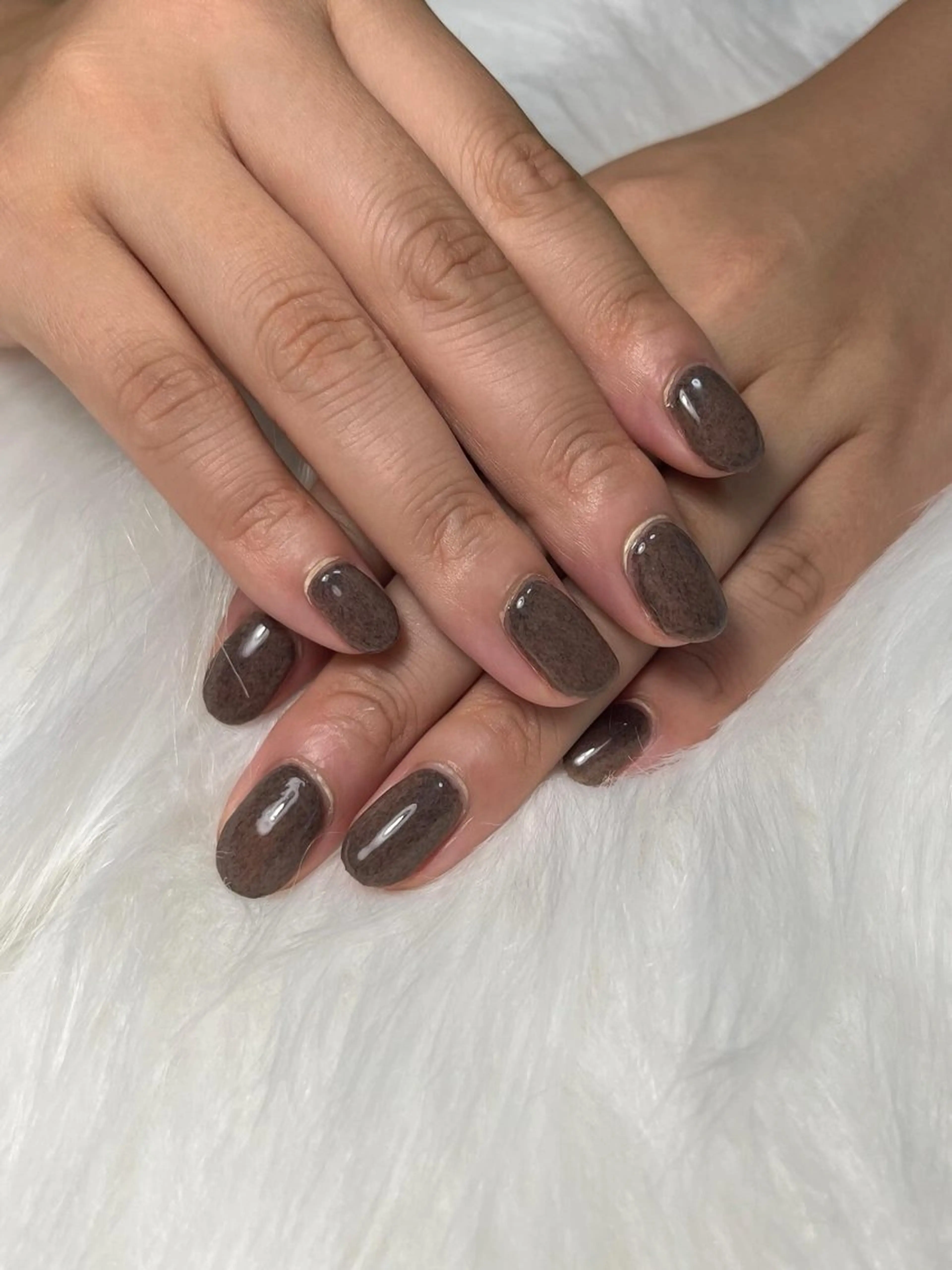 ネイル ブラウン ワンカラーネイル シンプルネイル ハンドネイル Nail salon Hanakoのネイルデザイン