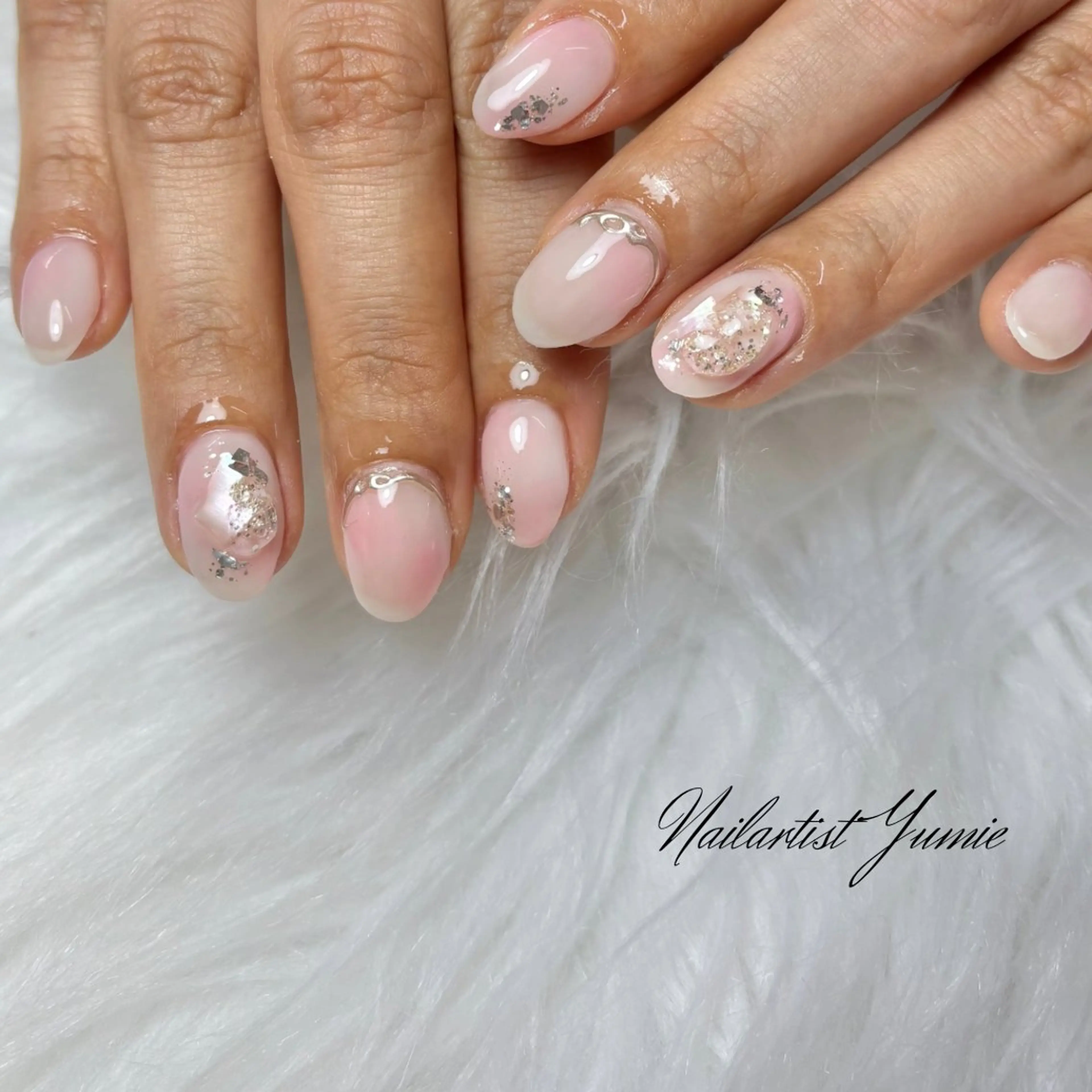ネイル ニュアンスネイル ピンク ハンドネイル NAILSALON en+沖縄市美原のネイルデザイン