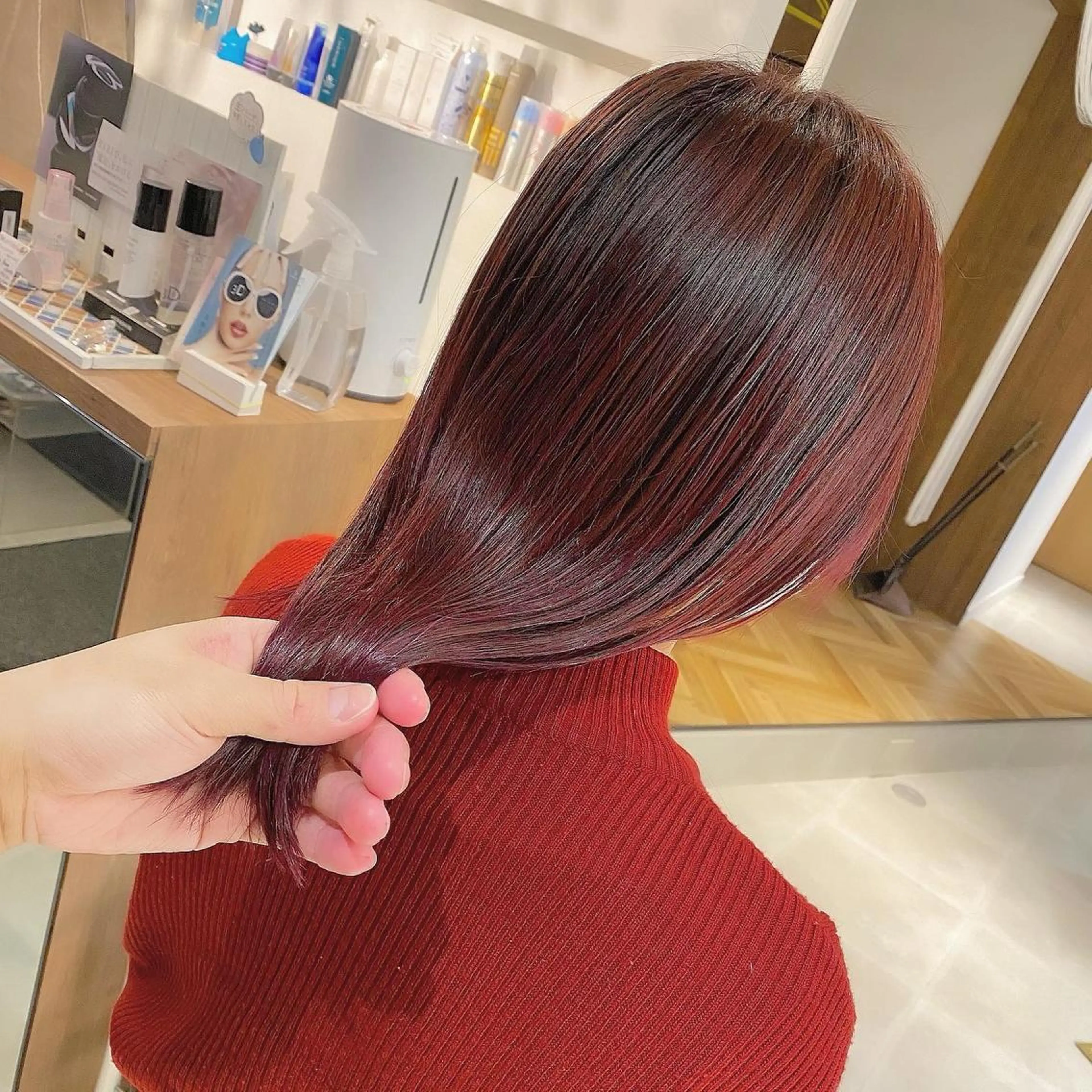 セミロング カラー ピンクカラー ローズカラー 髪質改善 髪質改善特化 安東駿介のヘアスタイル