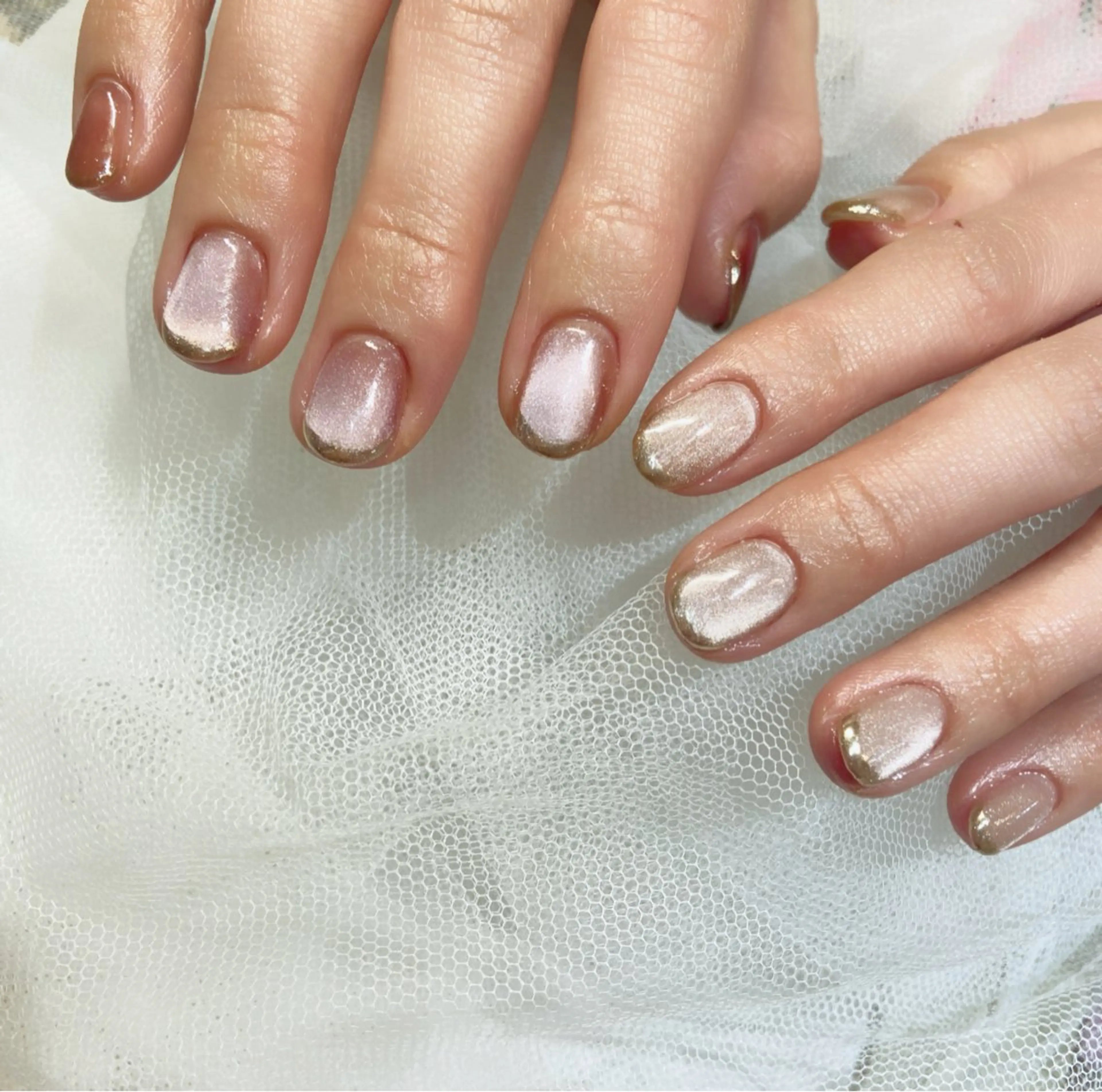 ネイル フレンチネイル マグネットネイル ミラーネイル nailbios .tomo.のネイルデザイン