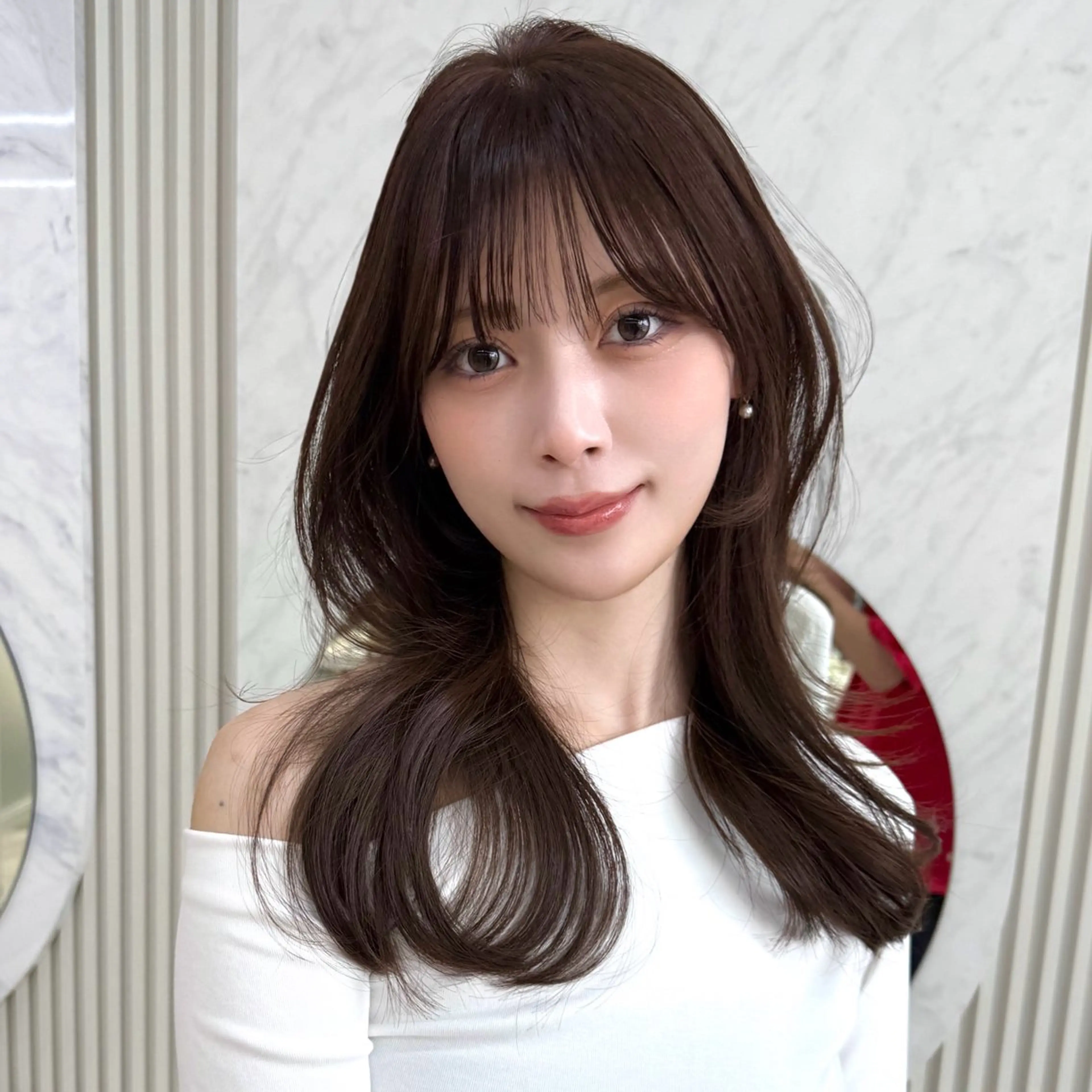 セミロング カラー 似合わせレイヤー/ 透明感カラーのヘアスタイル