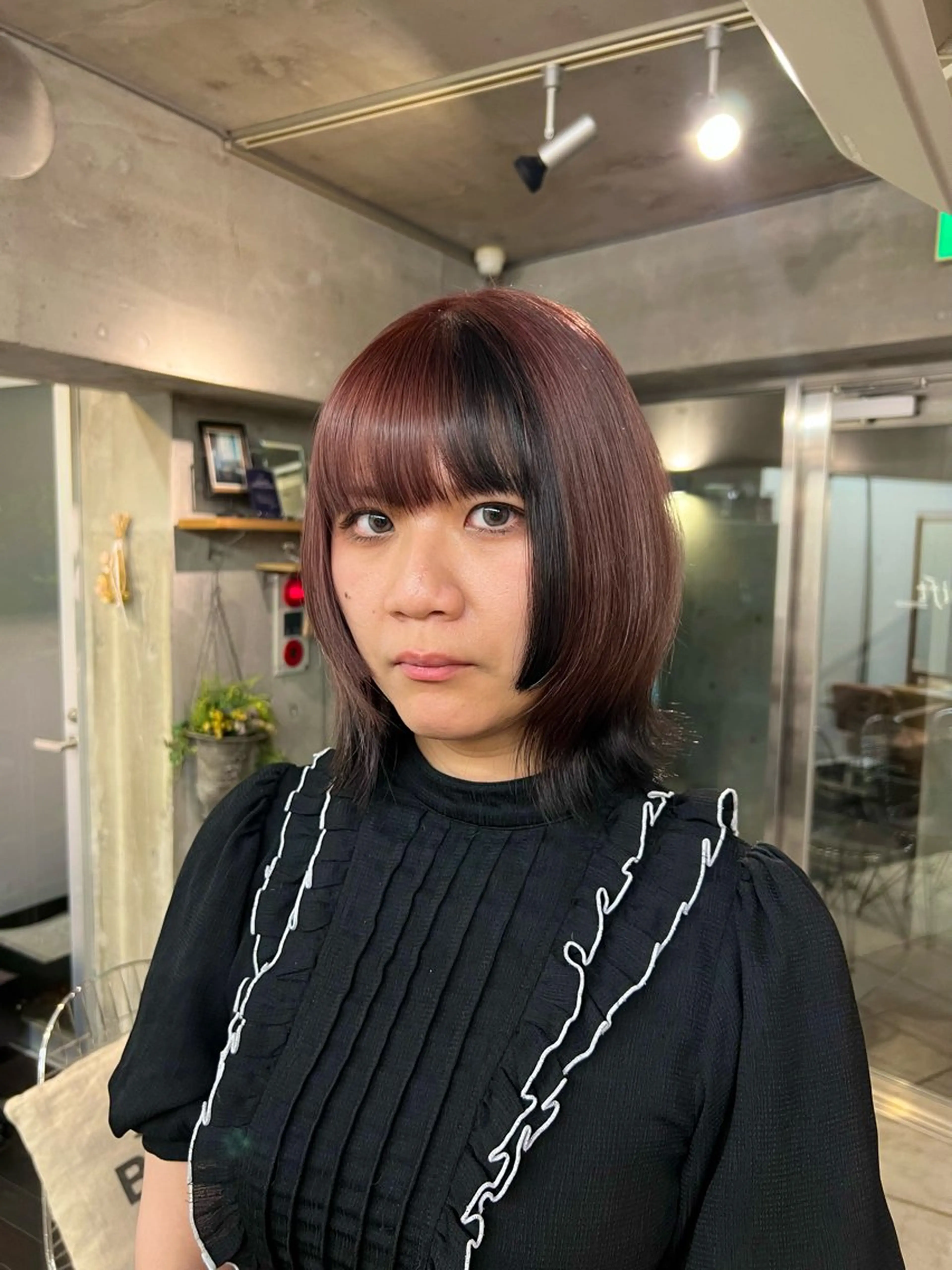 ミディアム カラー 黒髪 ヘアカラー 土田かほ/本日🈳 透明感カラー🍃のヘアスタイル