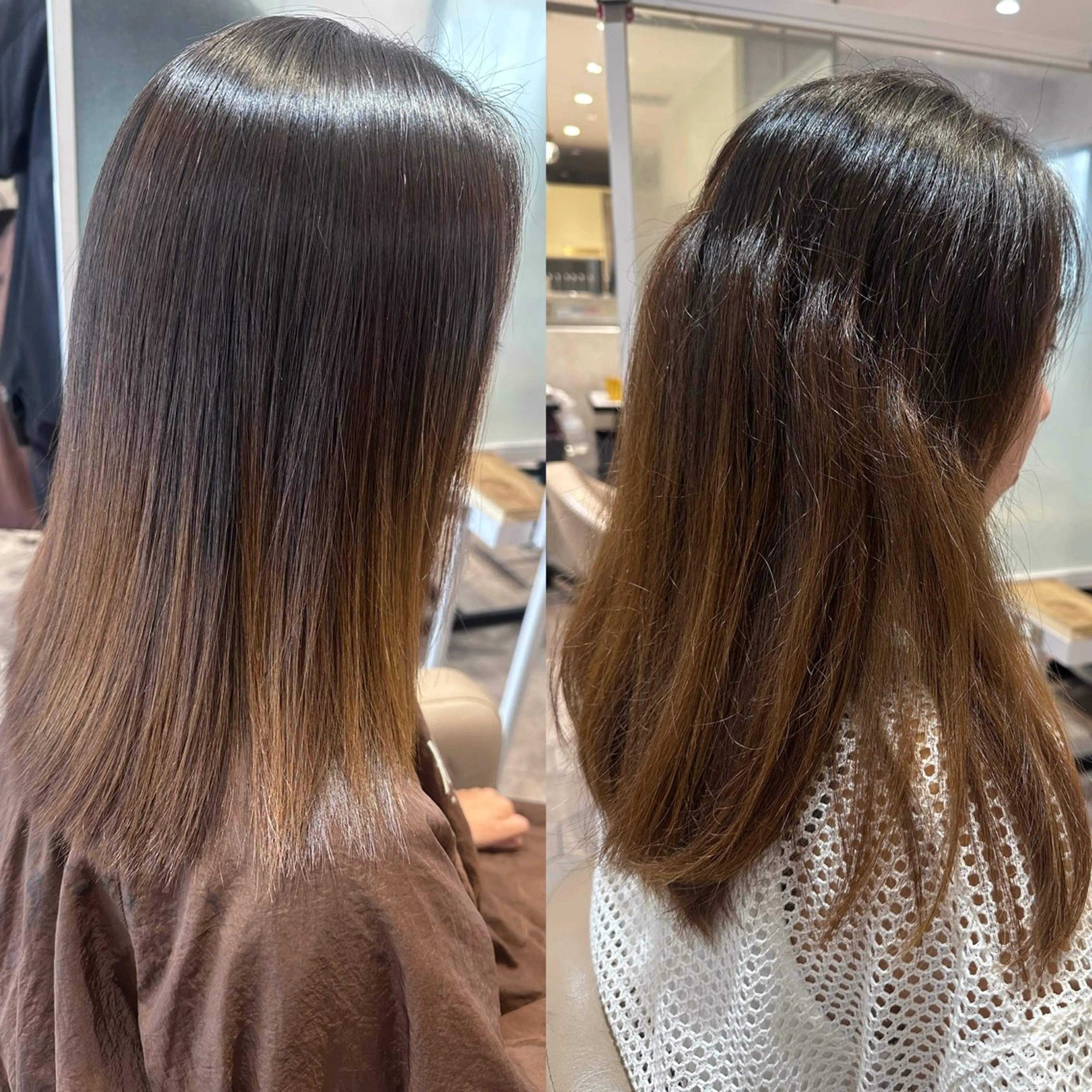 セミロング 縮毛矯正 酸性ストレート センター南 髪質改善 大引 優のヘアスタイル