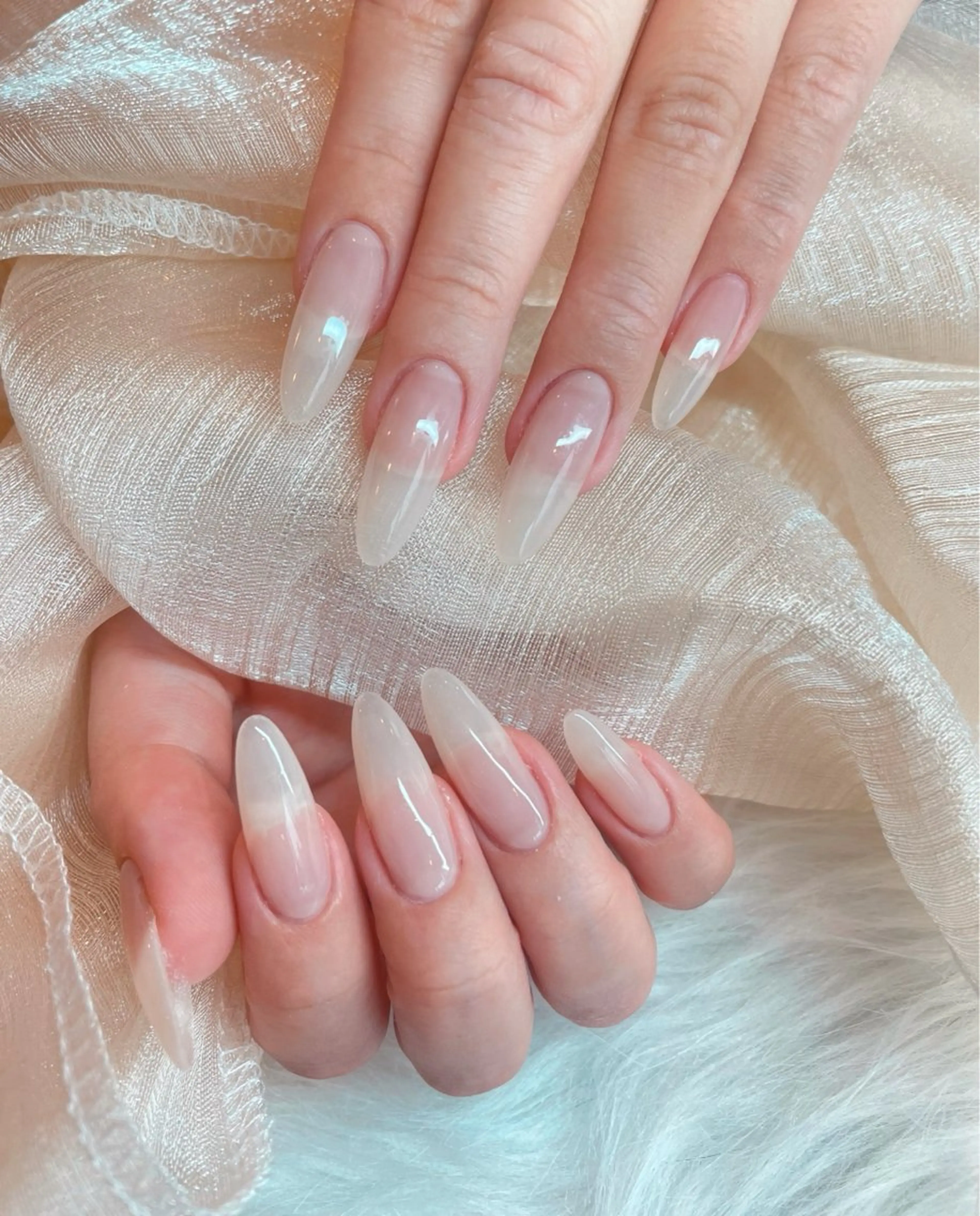 ネイル アートネイル 韓国ネイル 水色 ロングネイル マグネットネイル NailDemure 【銀座店】のネイルデザイン