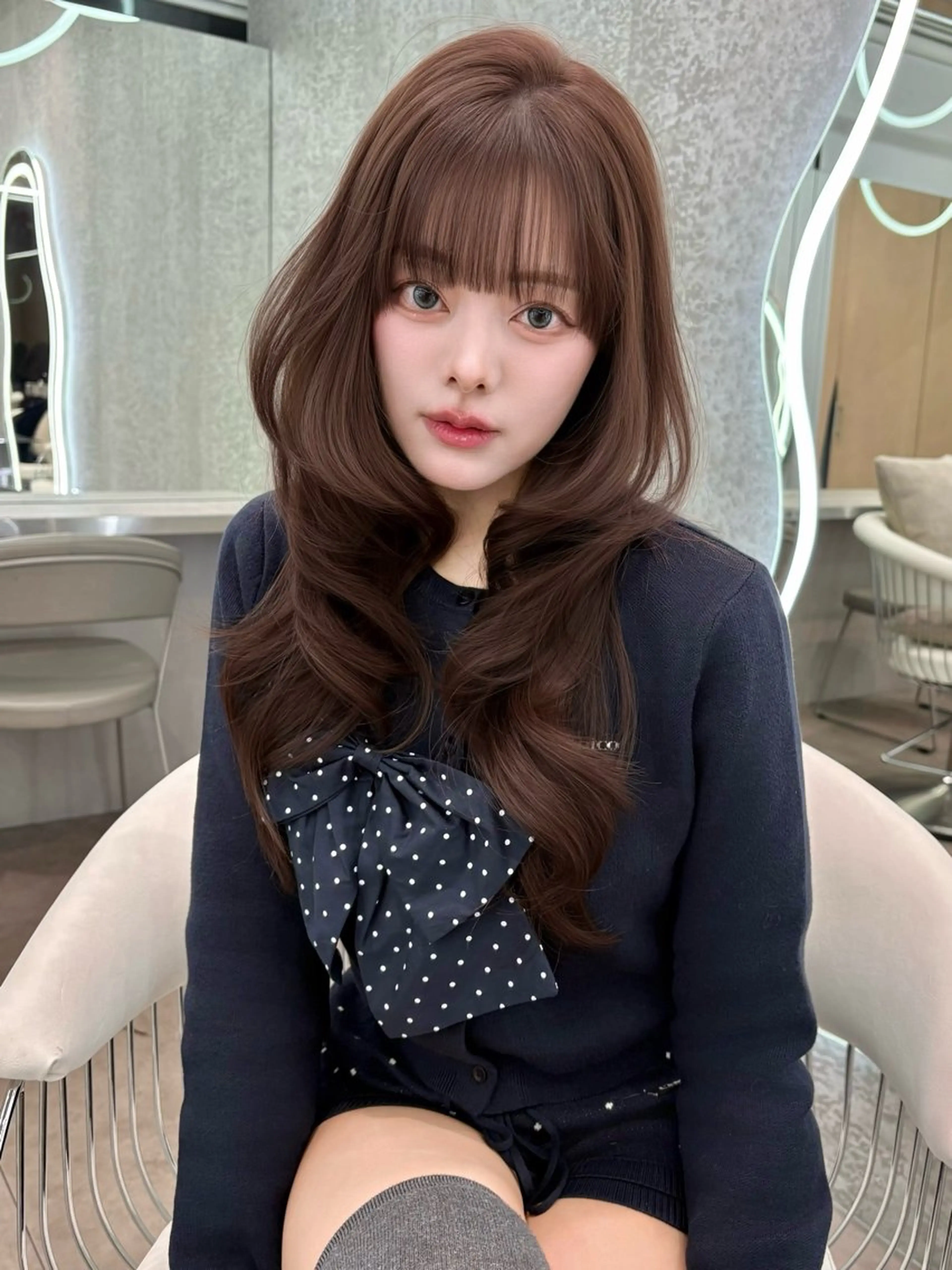 ロング ヘアアレンジ 顔まわりレイヤー 顔周りカット ハッシュカット 髪質改善 韓国風ヘア カット トリートメント ヘアセット 大宮‎🩵縮毛矯正 レイヤー　佐藤和のヘアスタイル