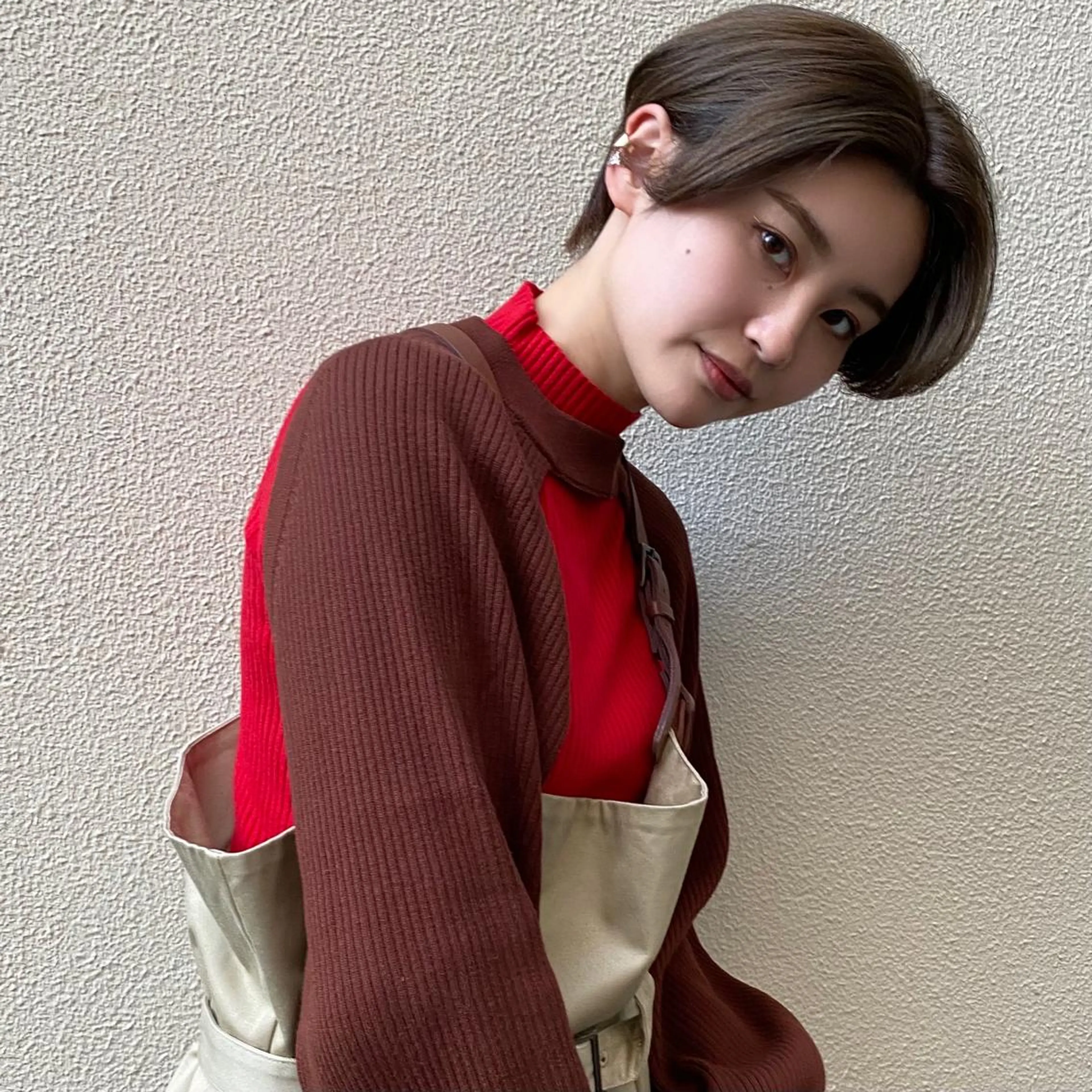 ショート カラー ハンサムショート ブリーチ 透明感カラー グレージュ ブリーチなしカラー ハイトーン/デザイン hirokiのヘアスタイル