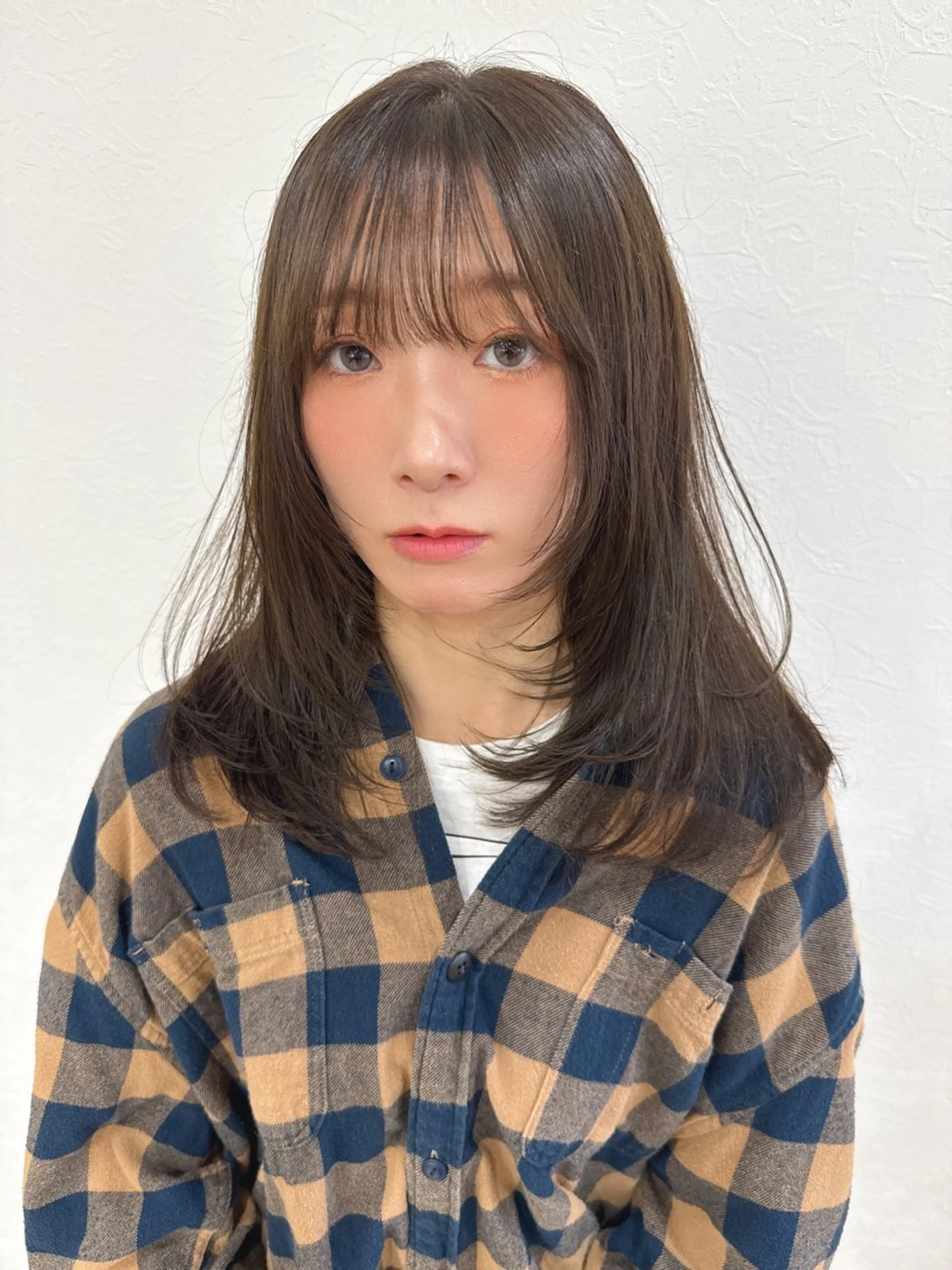 セミロング カラー レイヤーカット 小顔カット カット 原田 健斗のヘアスタイル