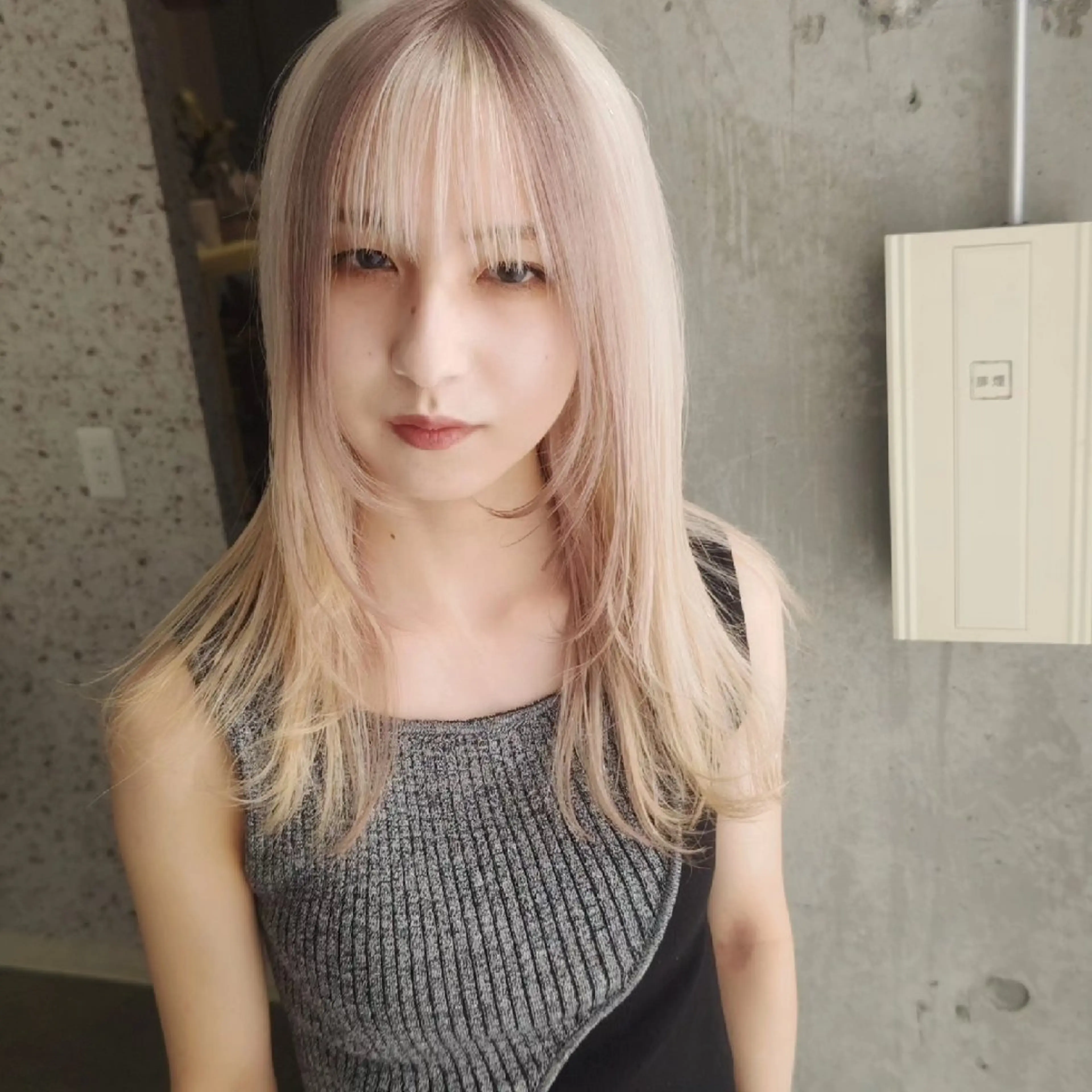 セミロング カラー ブロンド ブラウンカラー 髪質改善.縮毛矯正 ×韓国ヘアyukiのヘアスタイル