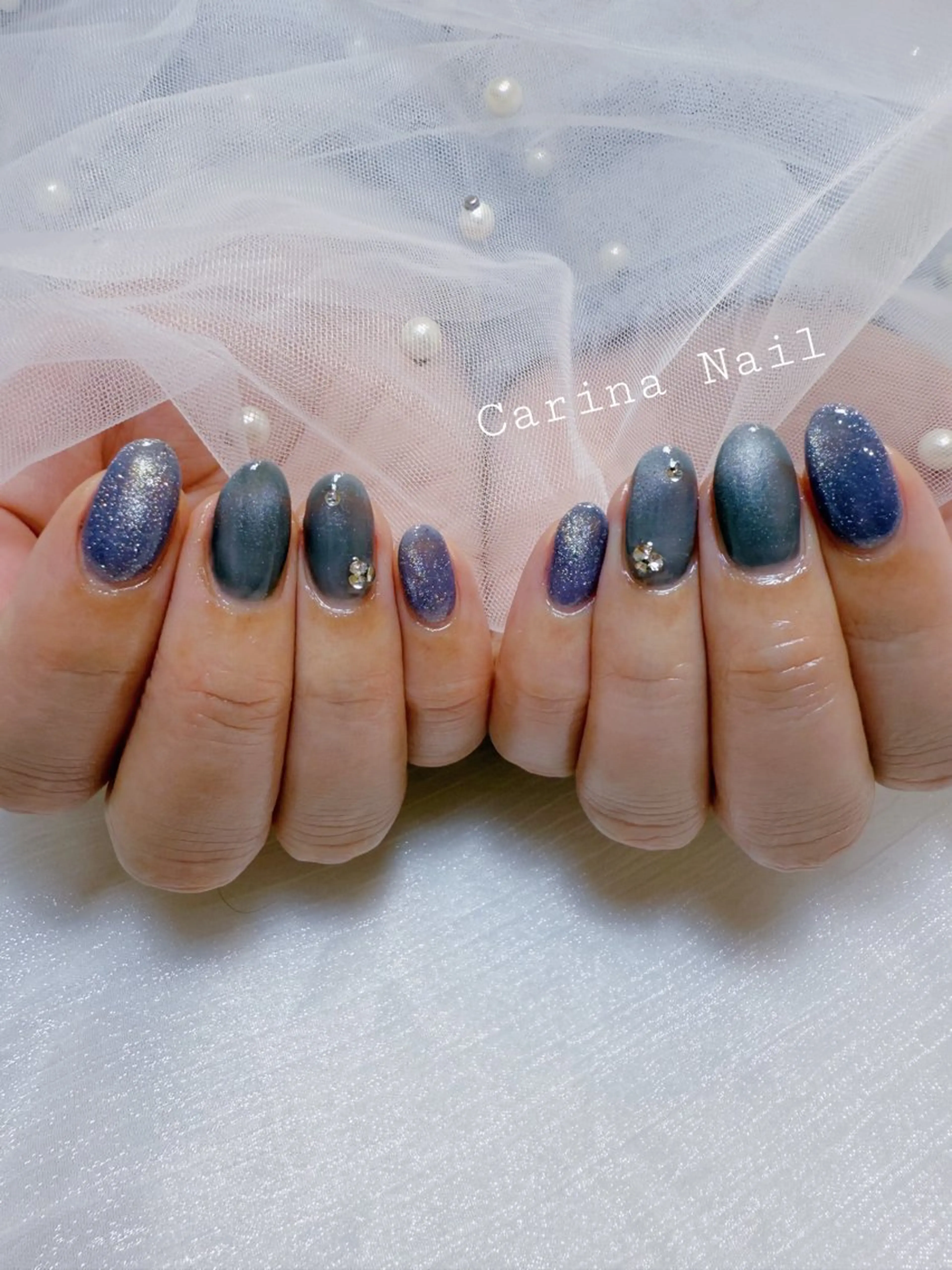ネイル ブルー ラメ(グリッター) Carina Nail所属・Carina Nailのネイルデザイン