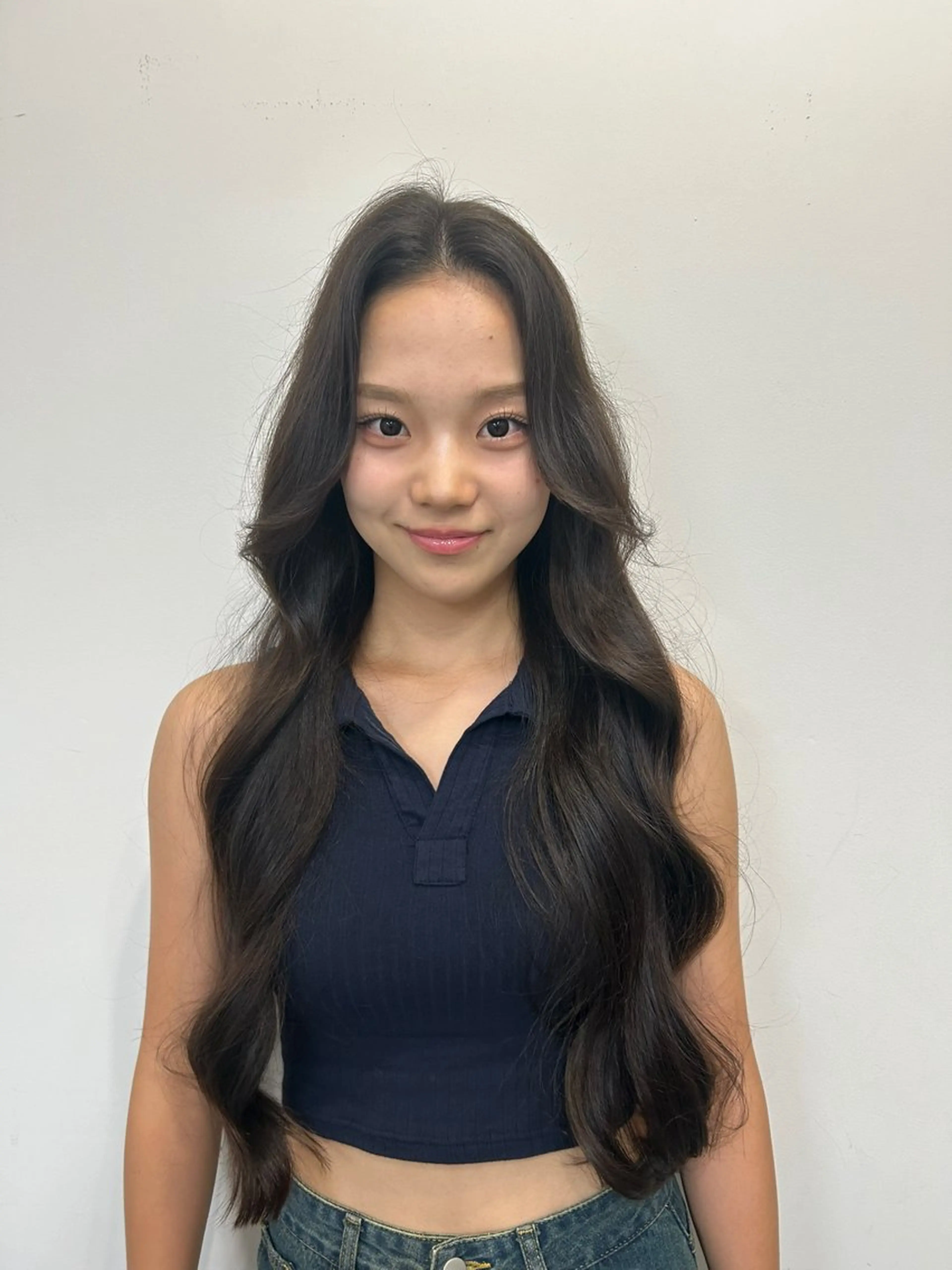 ロング ボブ 顔まわりレイヤー 韓国風ヘア レイヤーカット ロング 心斎橋l大人韓国ヘア レイヤー×艶カラーのヘアスタイル