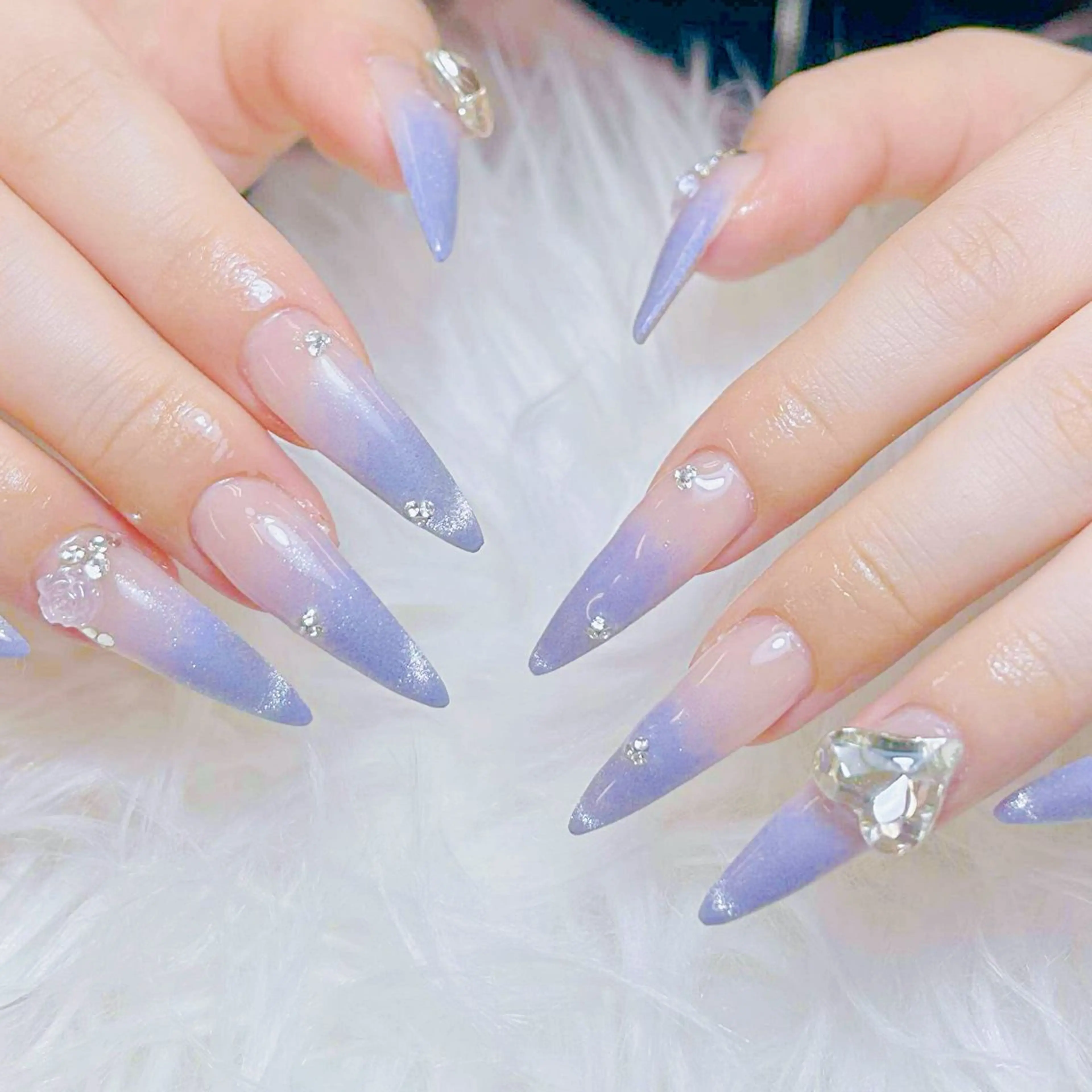 ネイル チークネイル 長さ出し フラッシュネイル フレンチネイル グラデーション ハンドネイル AN NAIL SALONのネイルデザイン