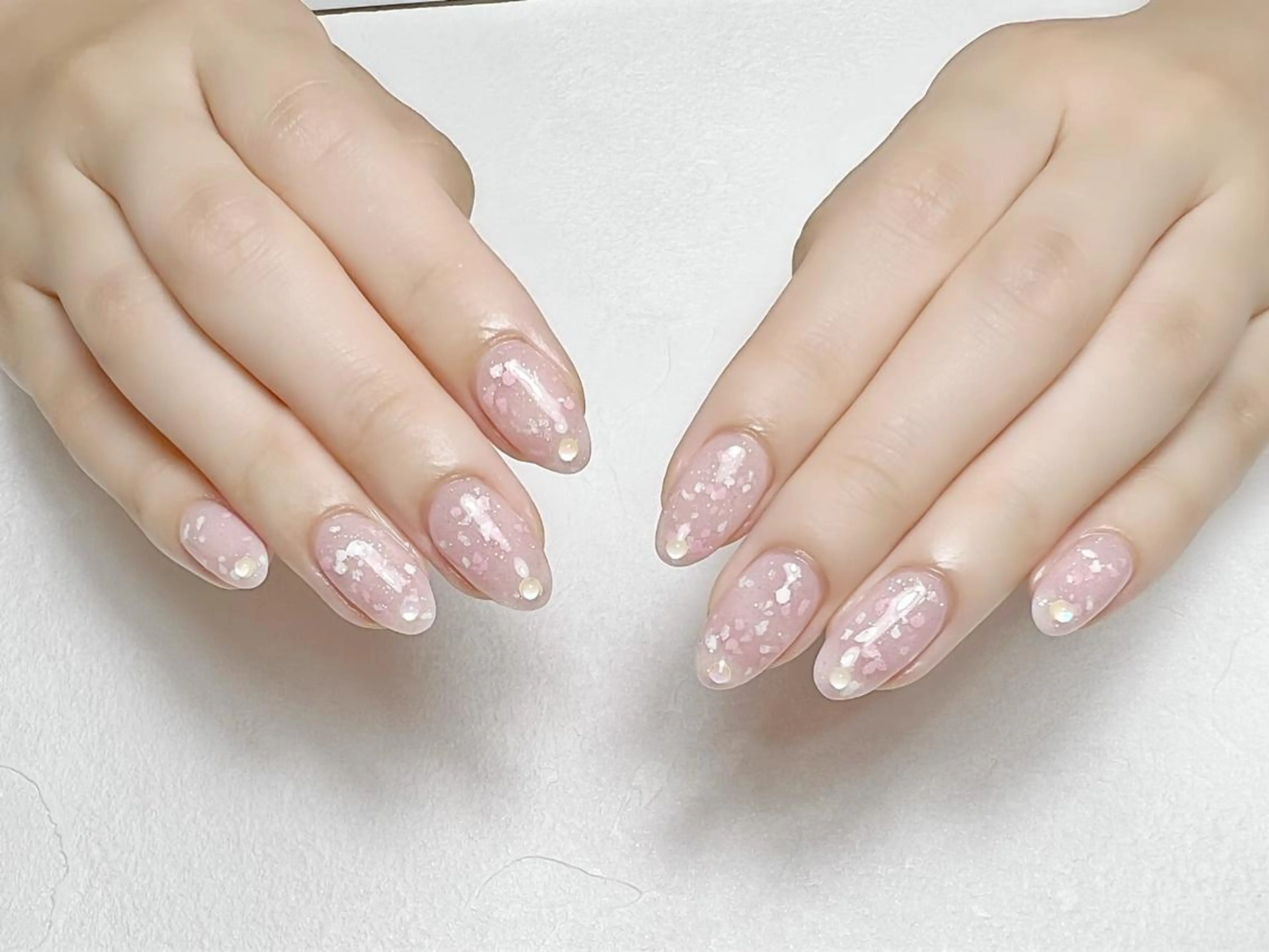 ネイル オーロラネイル オフィスネイル ピンク rouse nail RISATOのネイルデザイン
