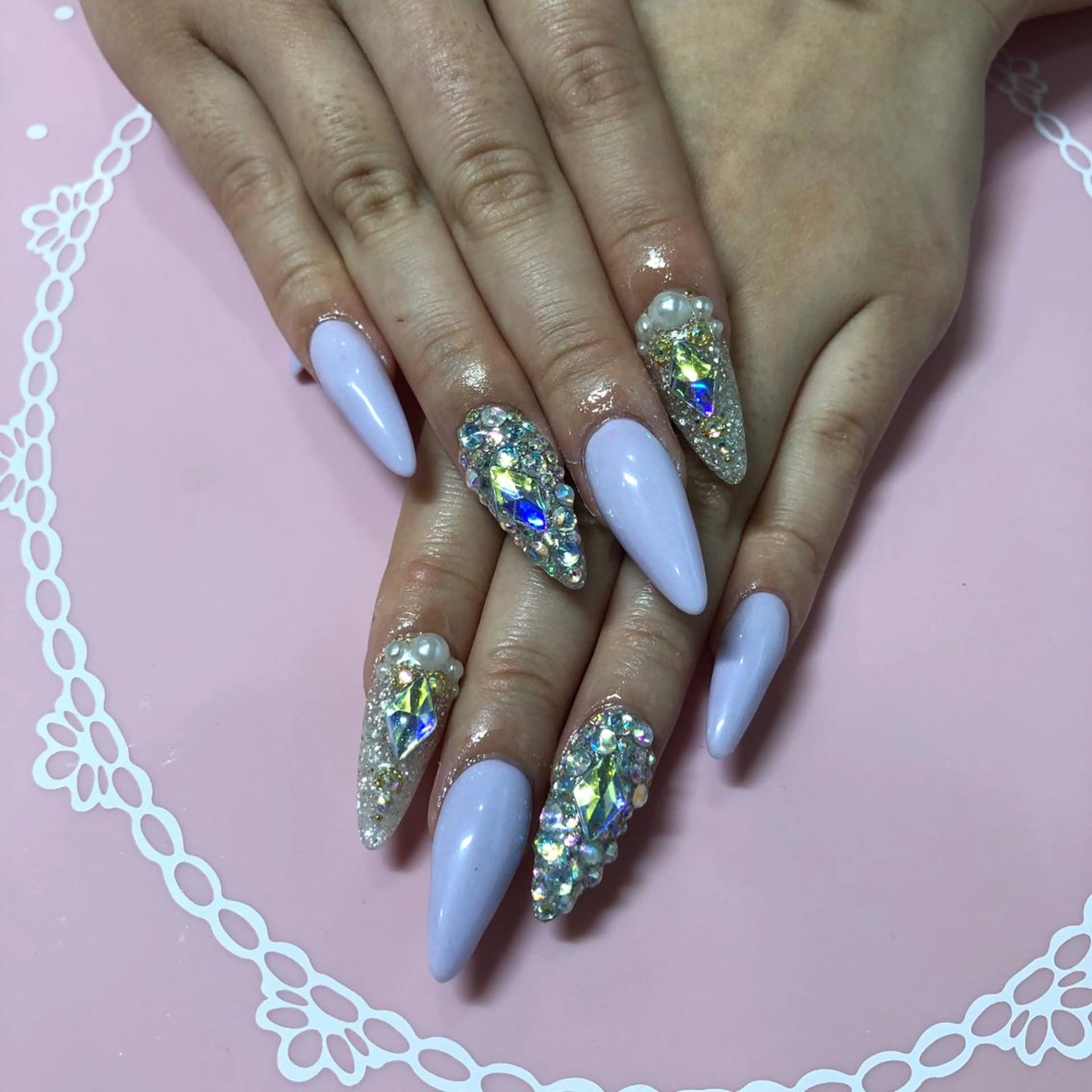 ロング ネイル ストーンネイル ハンドネイル 《LB》ラブリエ Nail&eyeのマツエク・マツパデザイン