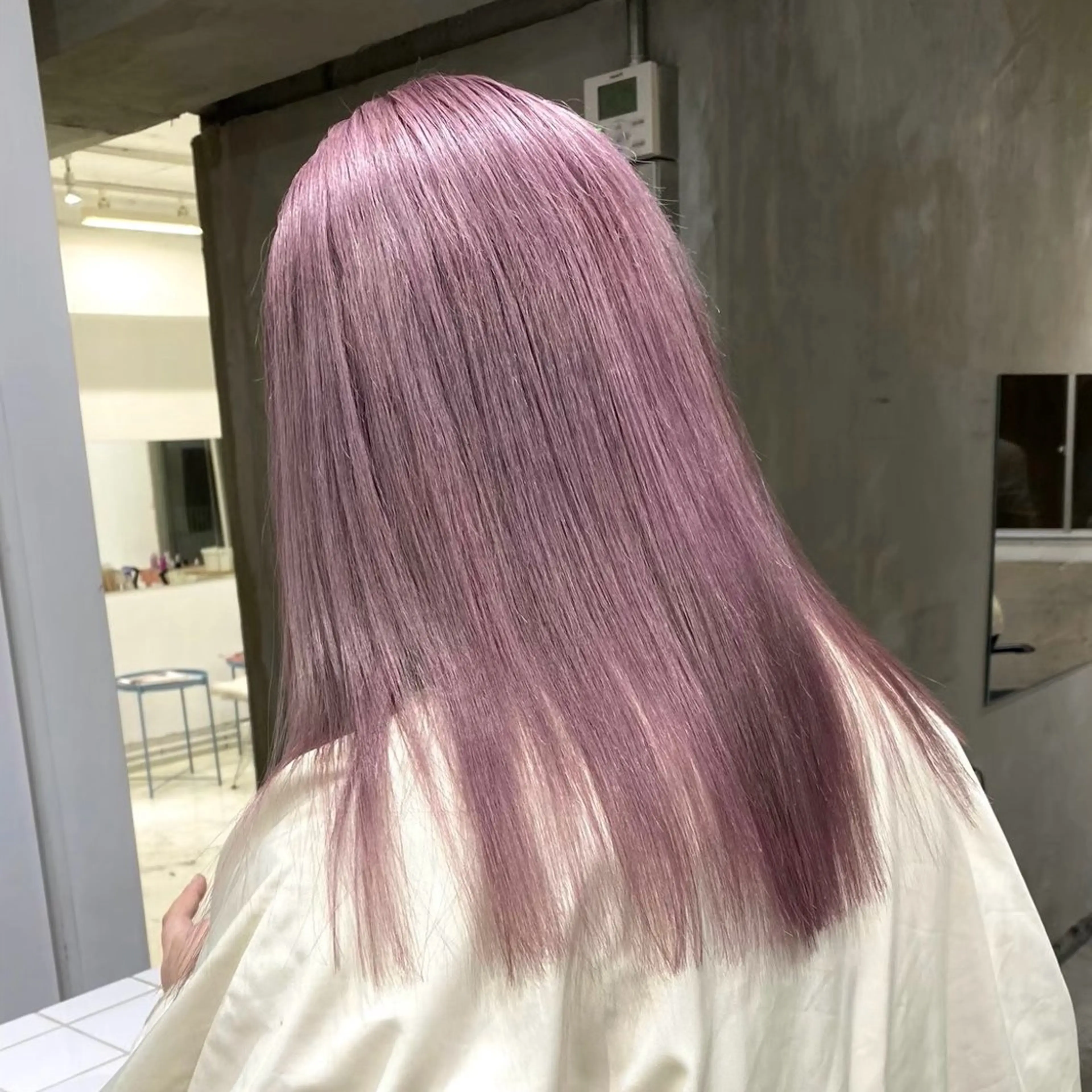 セミロング カラー ヘアアレンジ ブリーチ ダブルカラー ラベンダーカラー ピンクカラー ピンクラベンダー 🎀淡色×ブリーチ/ ベージュ✨RINOのヘアスタイル