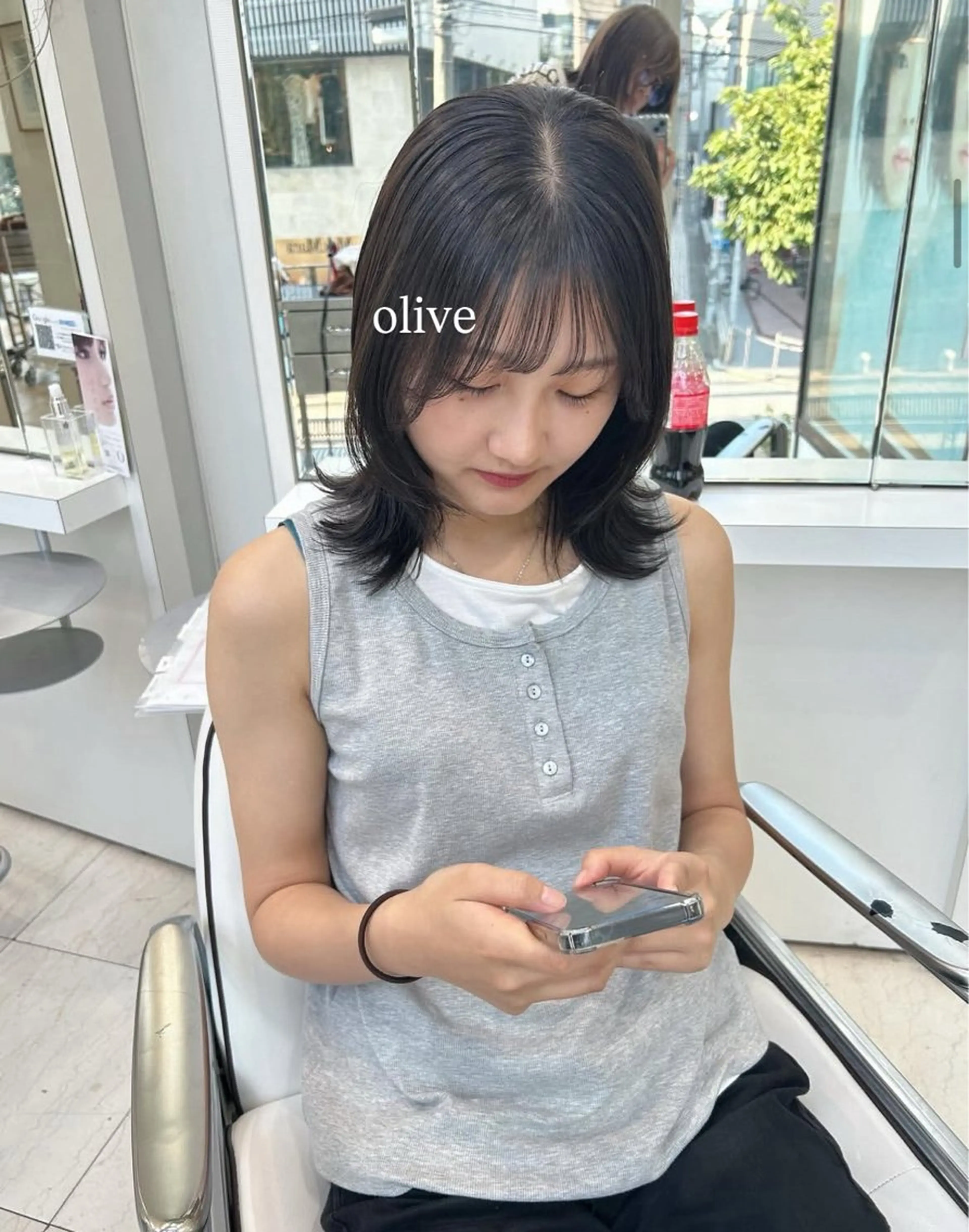 ミディアム カラー ヘアカラー ありむらもえ/ 透明感カラーのヘアスタイル