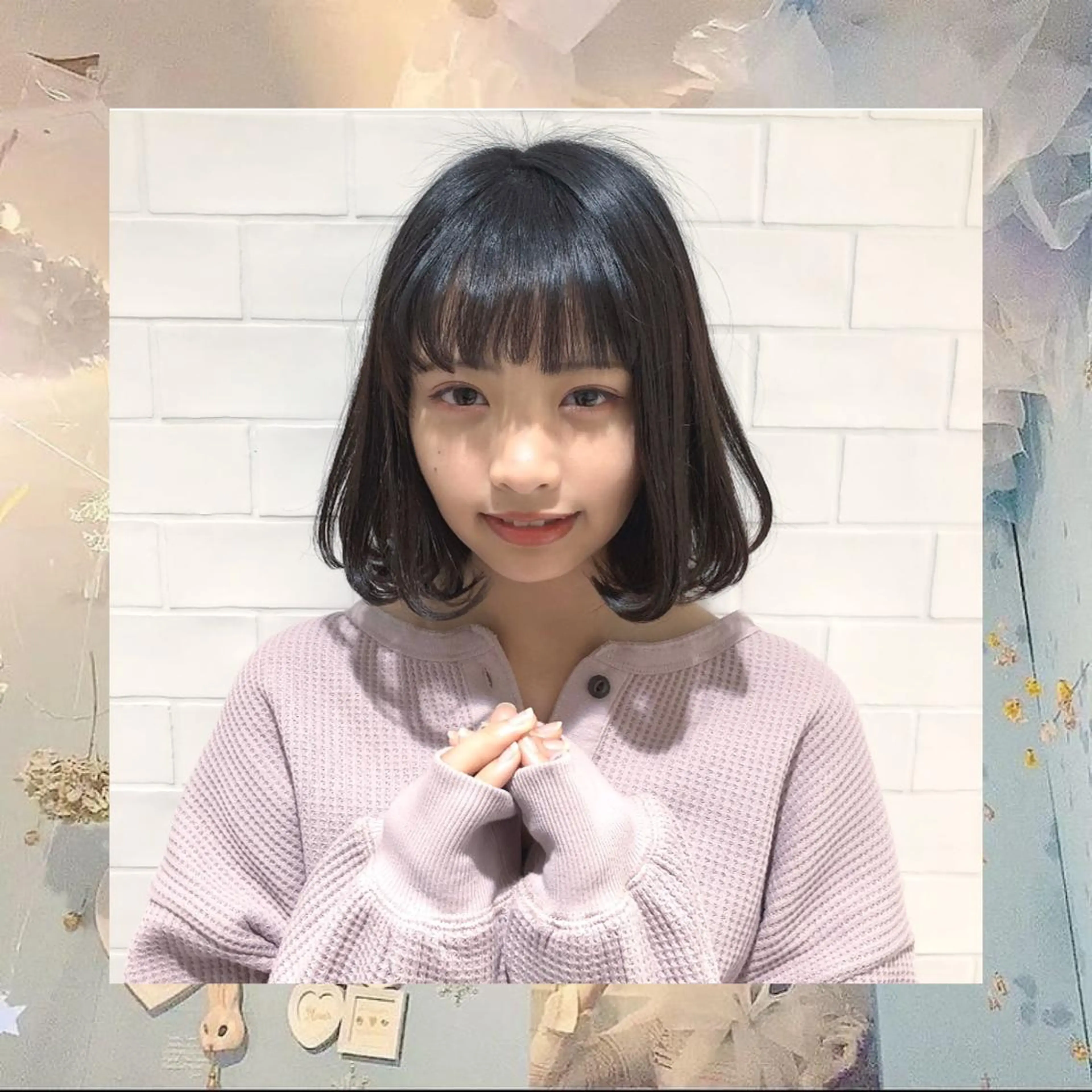 ミディアム カラー ヘアアレンジ ヘアセット 韓国レイヤーカット/ 儚げカラーチナツのヘアスタイル