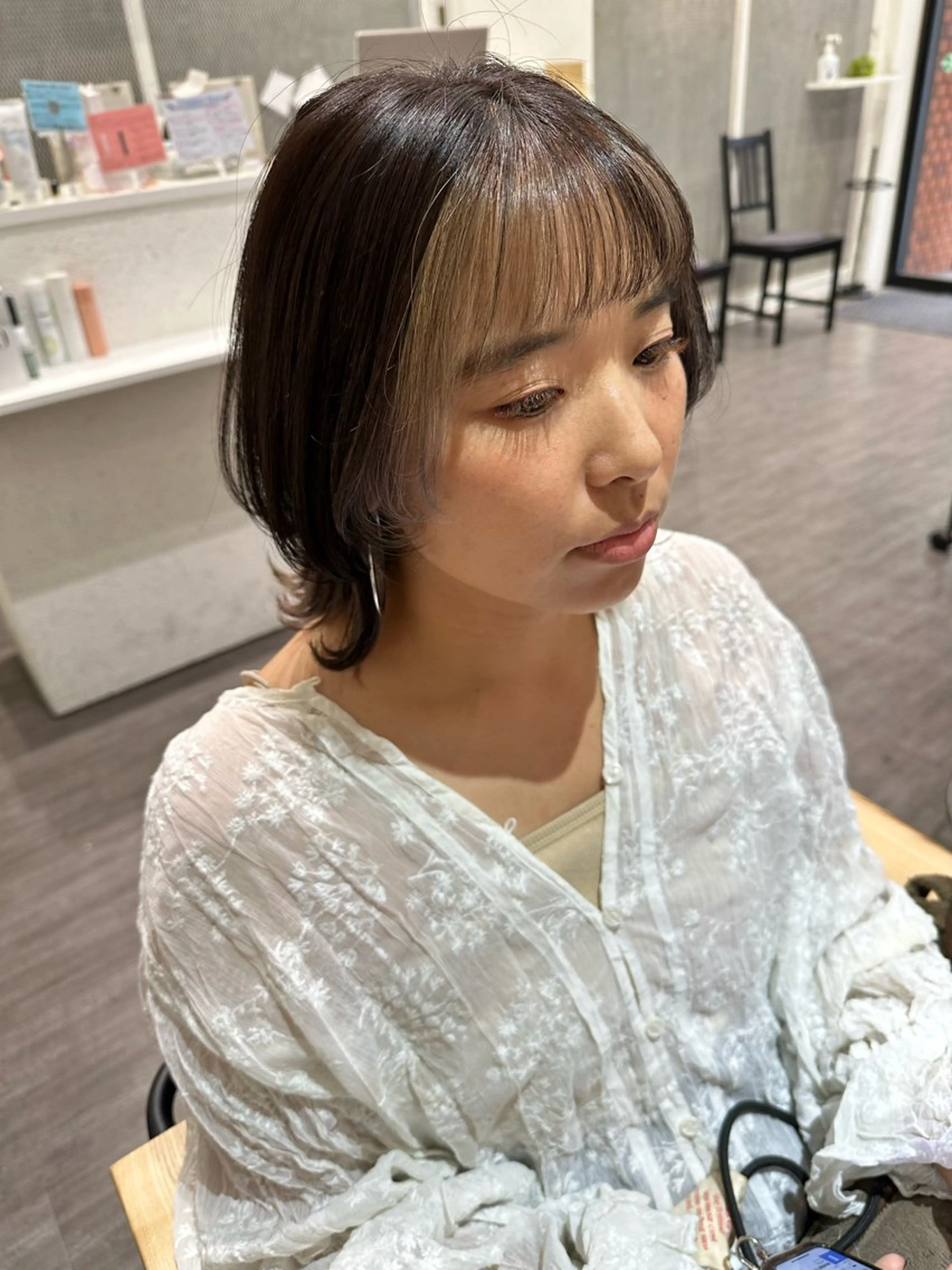 ミディアム カラー ベージュカラー ヘアカラー トリートメント 艶髪レイヤー上田 紗也🇰🇷💗のヘアスタイル