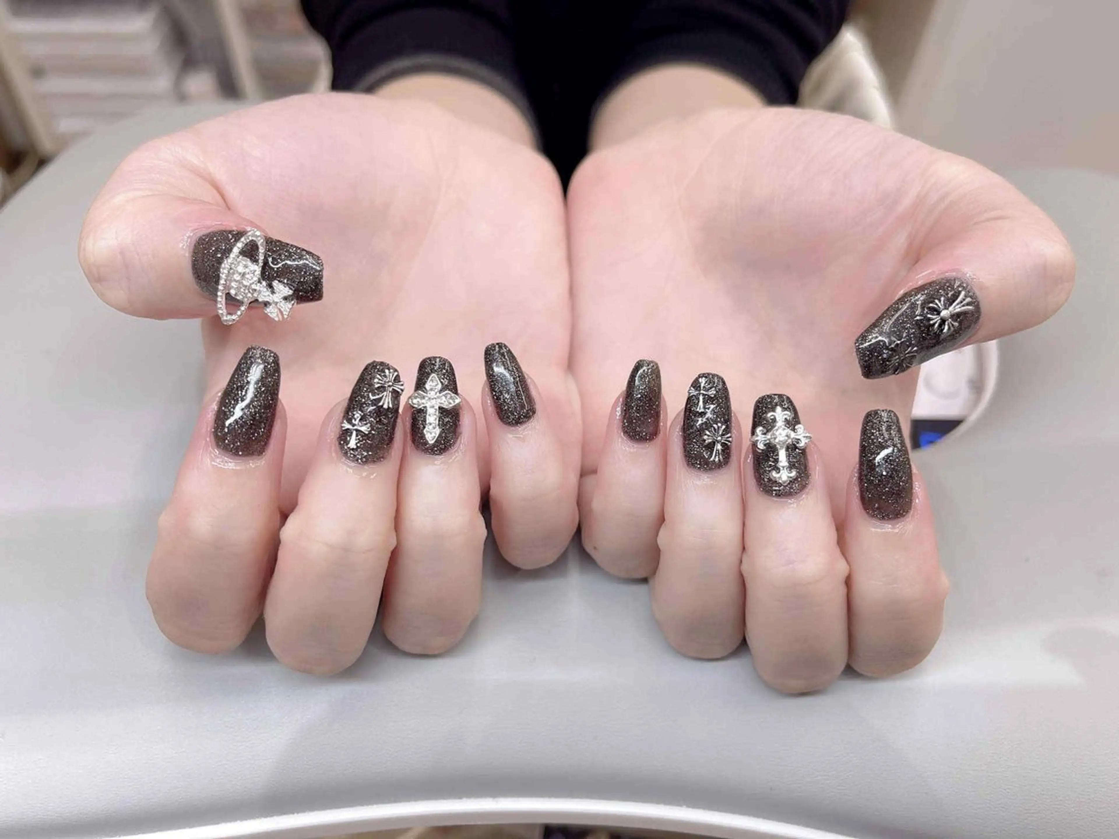 ネイル 長さ出し フレンチネイル ジェルネイル ガラスフレンチ 韓国ネイル Minette nailHuongのネイルデザイン