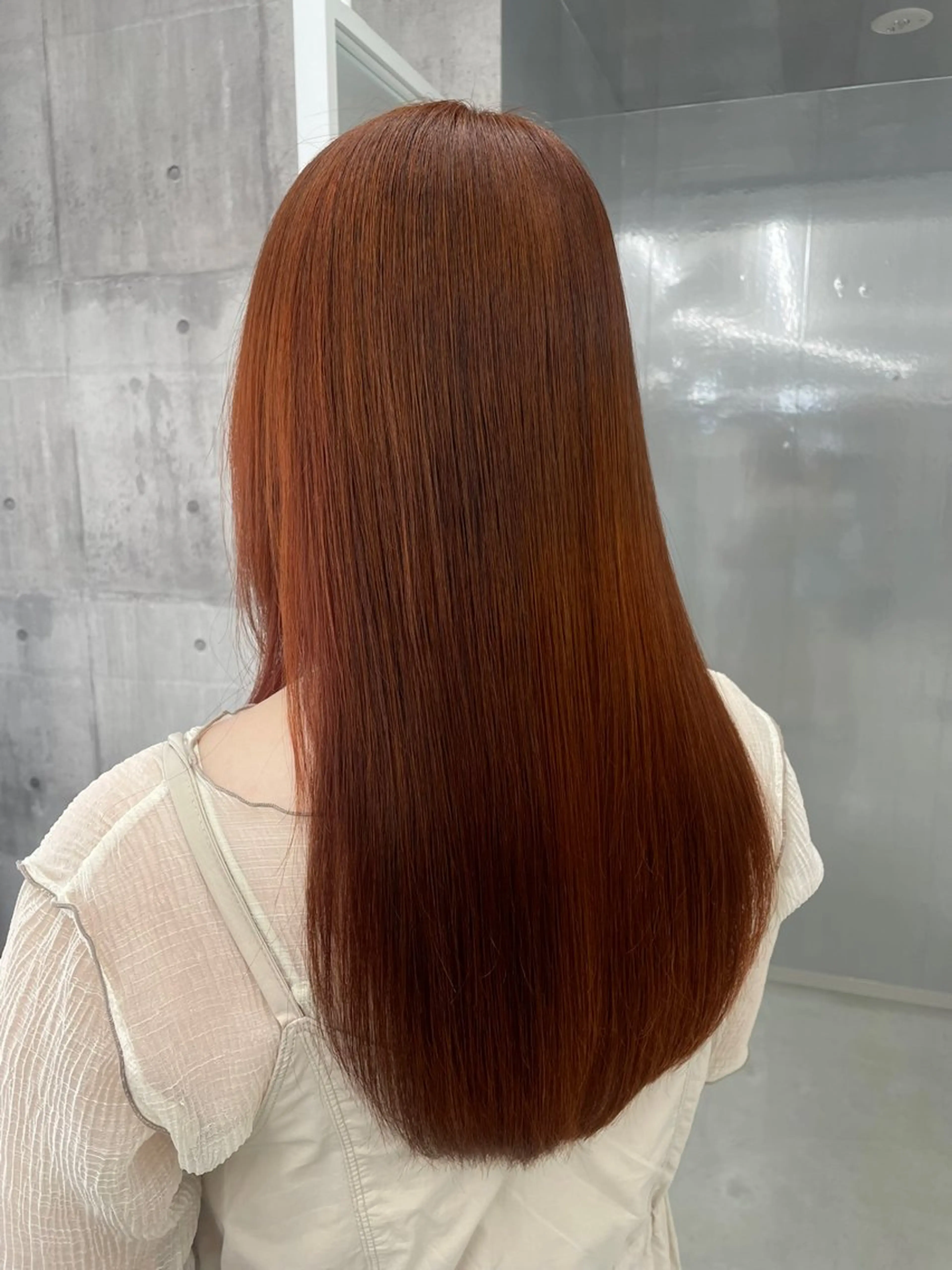 ロング カラー オレンジ 松村 友里圭のヘアスタイル