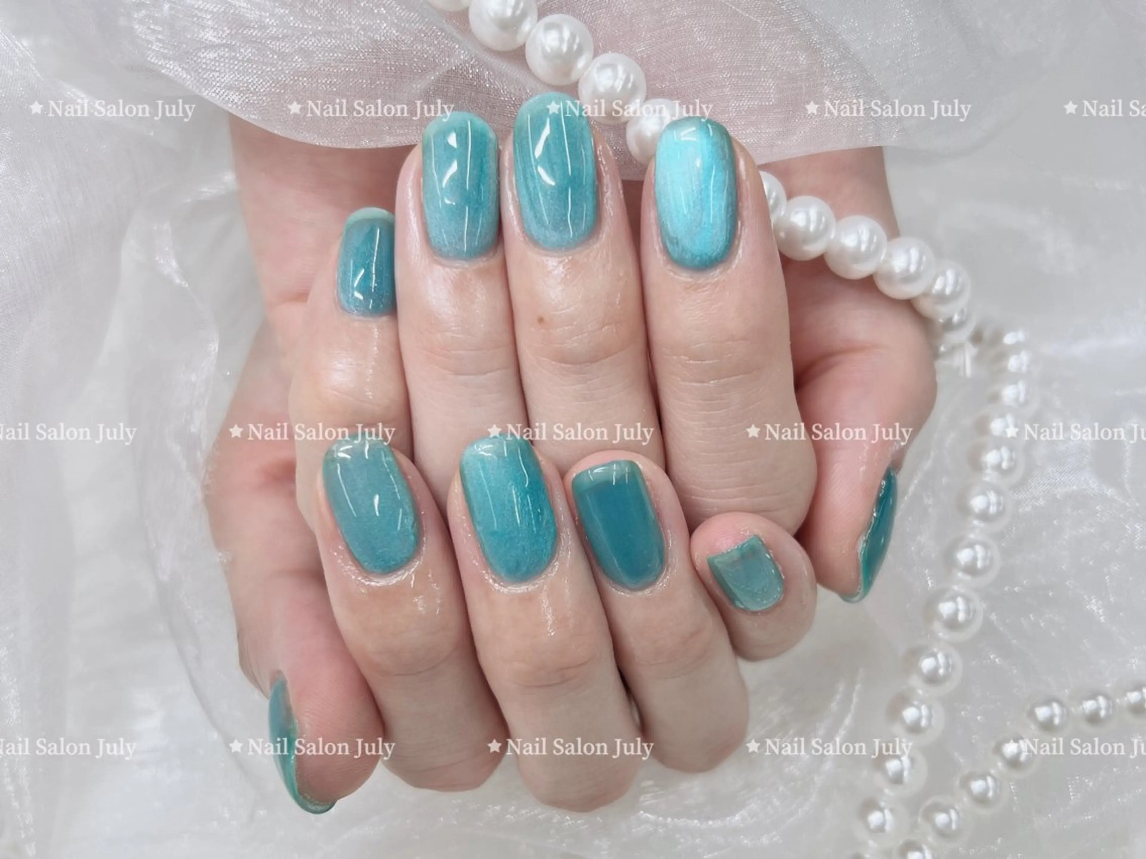 ネイル アートネイル オーロラネイル ジェルネイル ガーリー キラキラネイル July モモのネイルデザイン