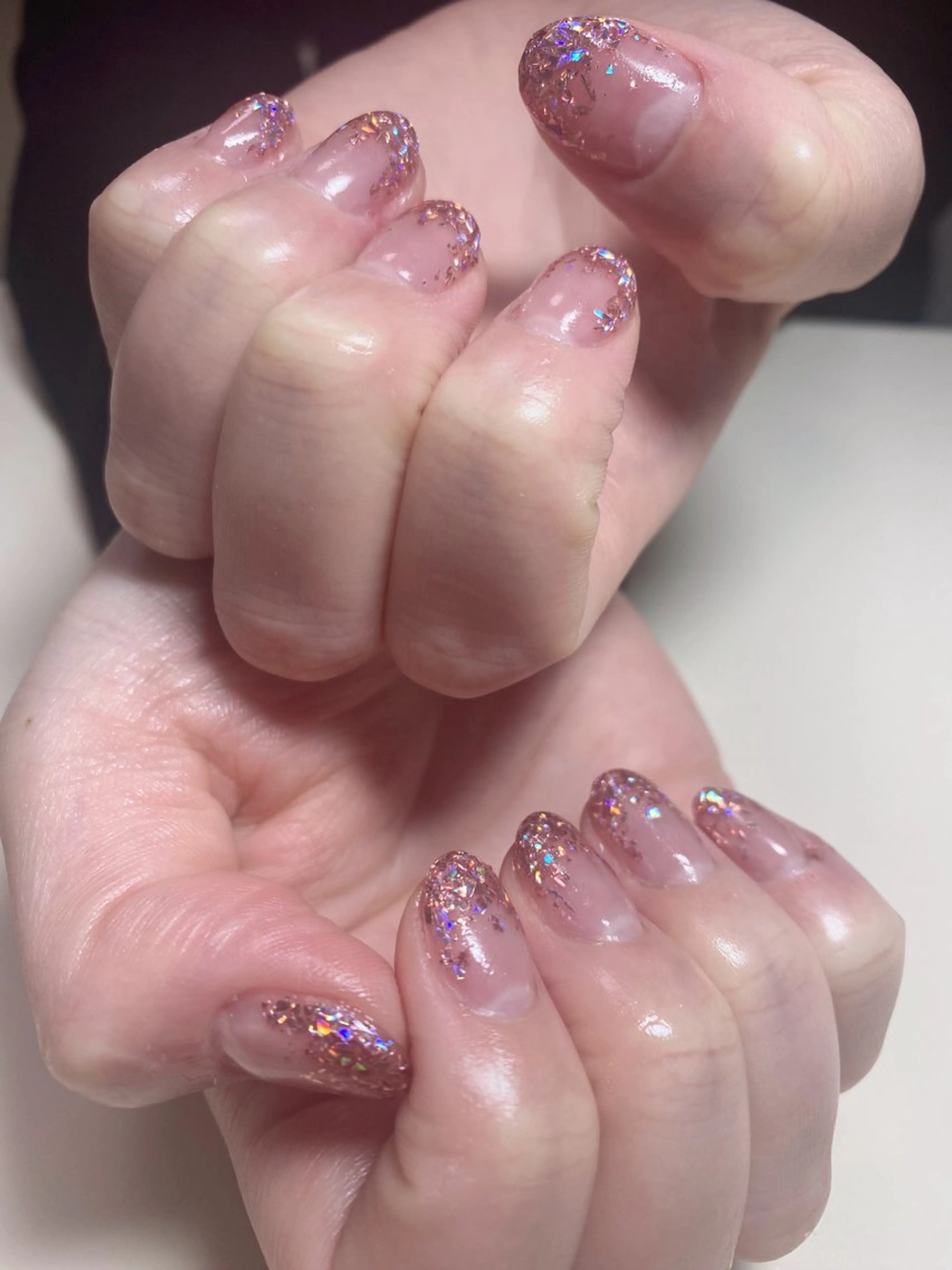 ネイル ラメ(グリッター) ピンク ハンドネイル Nail Salon K 🧸美爪育成のネイルデザイン