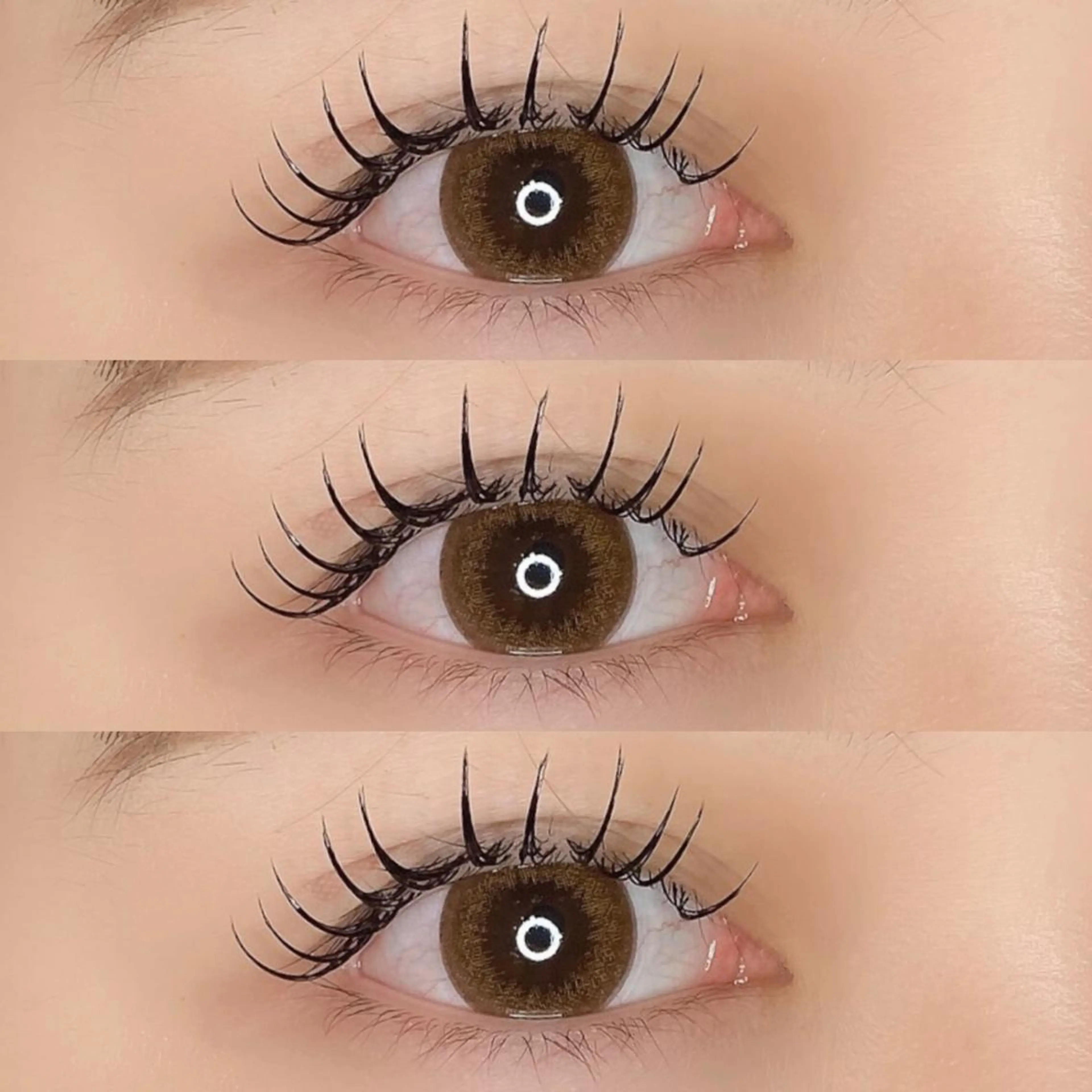 マツエク・マツパ 束感まつ毛 フラットラッシュ 韓国風マツエク パリジェンヌラッシュリフト ボリュームラッシュ 肌に馴染むハイトーン /ミルクティーカラーのヘアスタイル