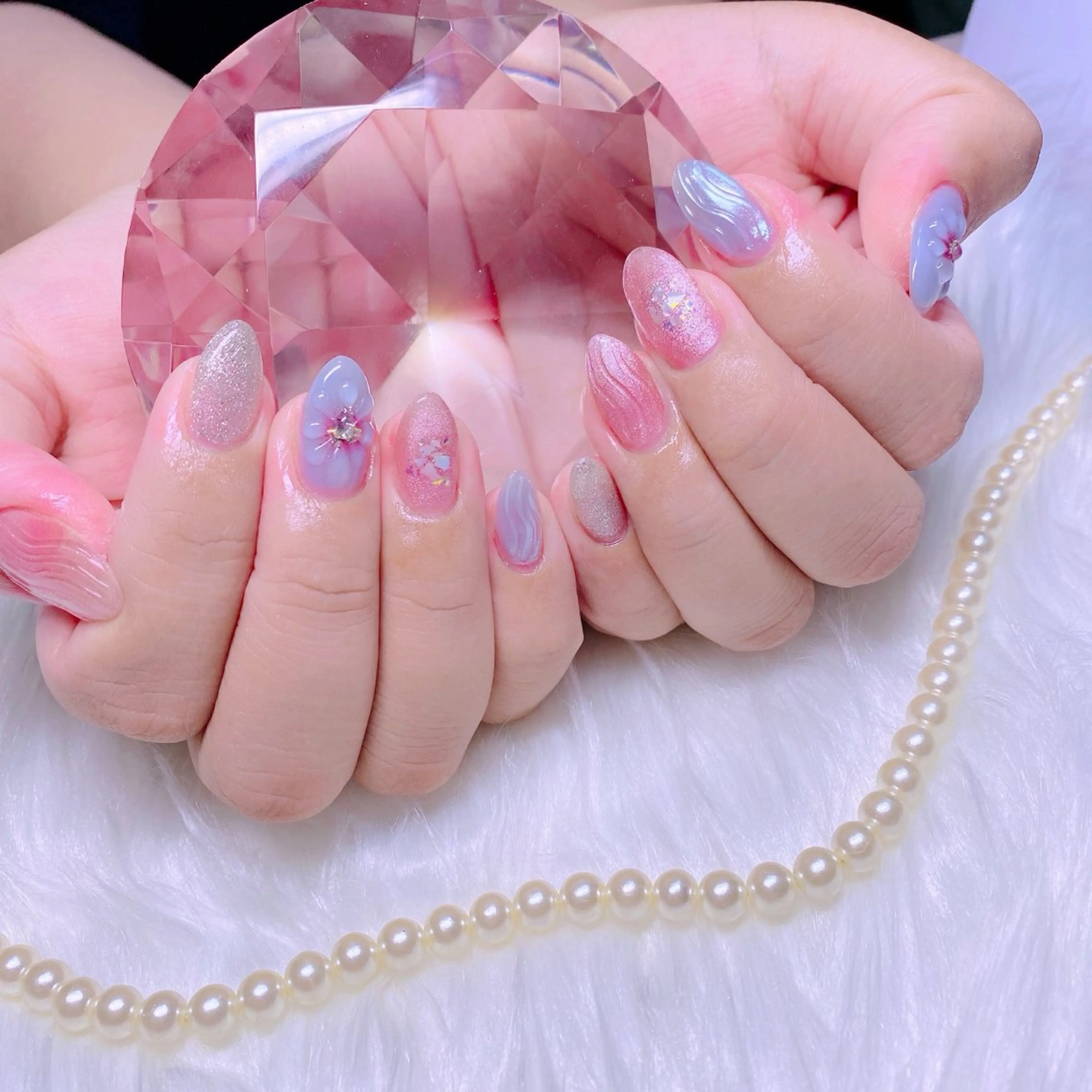 ネイル フラワーネイル マグネットネイル ぷっくりネイル Nail Yunaのネイルデザイン