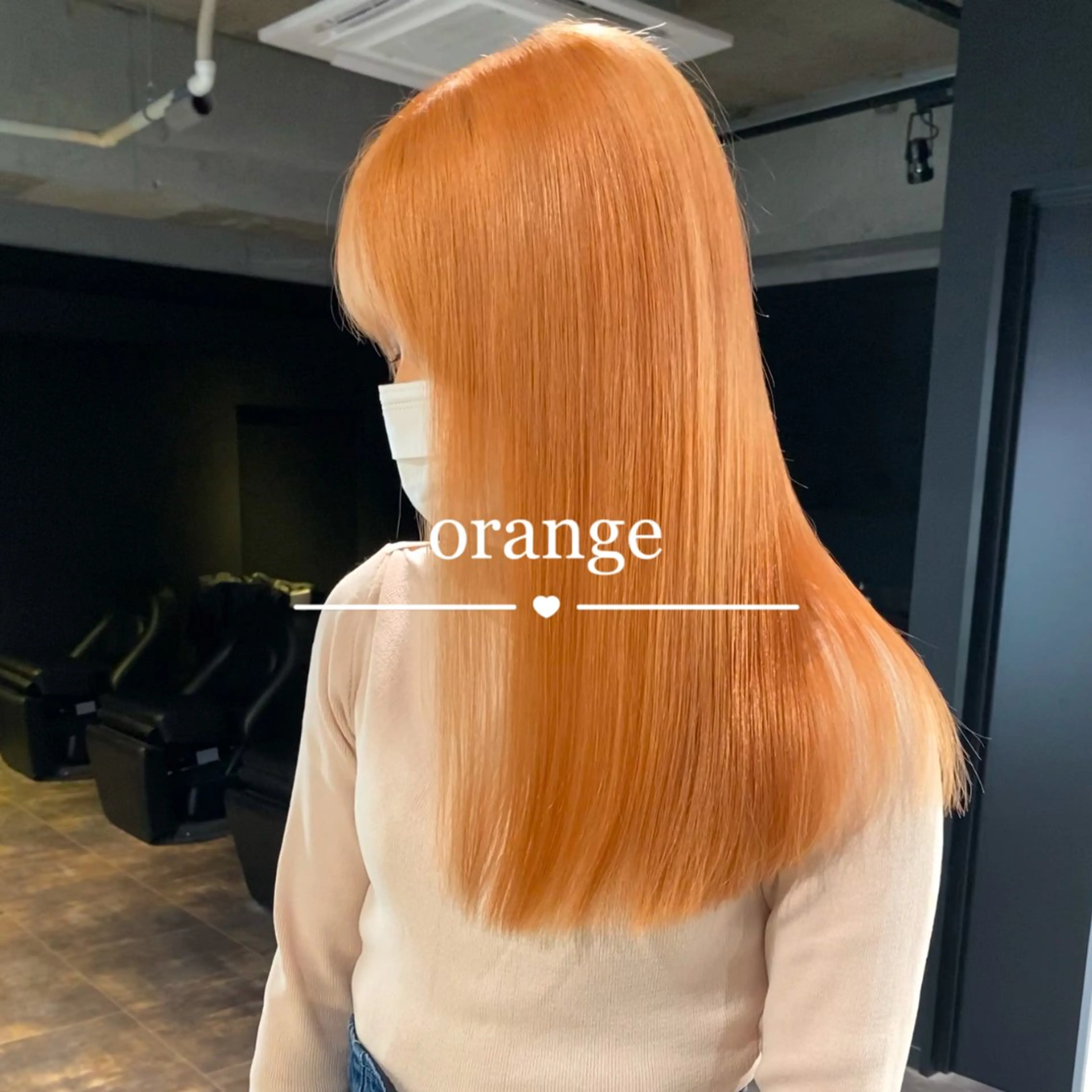 ロング カラー オレンジ 心斎橋/ハイトーン/ airi⠀のヘアスタイル