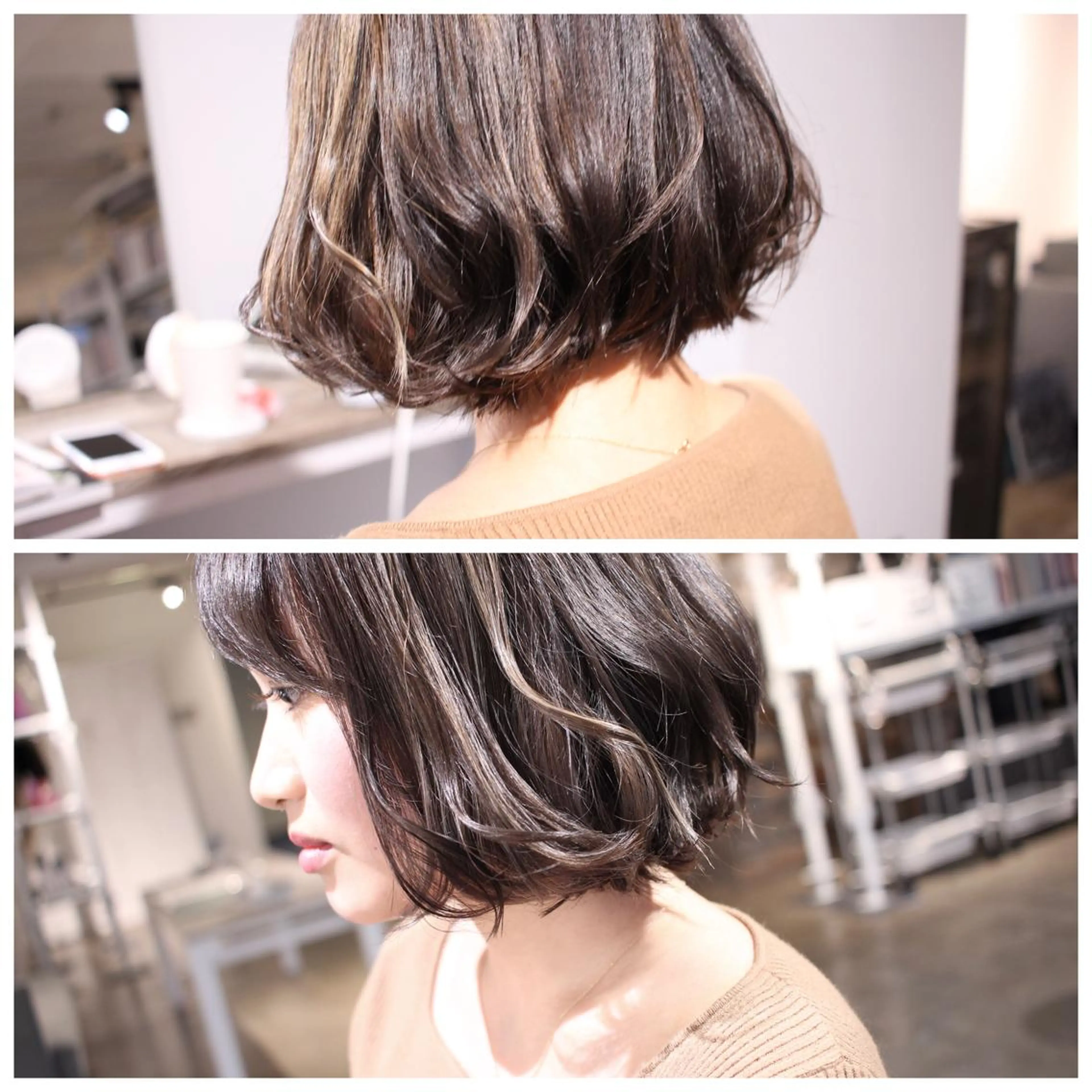 ミディアム カラー グレージュ ハイライトカラー ハイライト カット ヘアカラー トリートメント BOB🌟ハイトーン /ブリーチ/TAKUのヘアスタイル