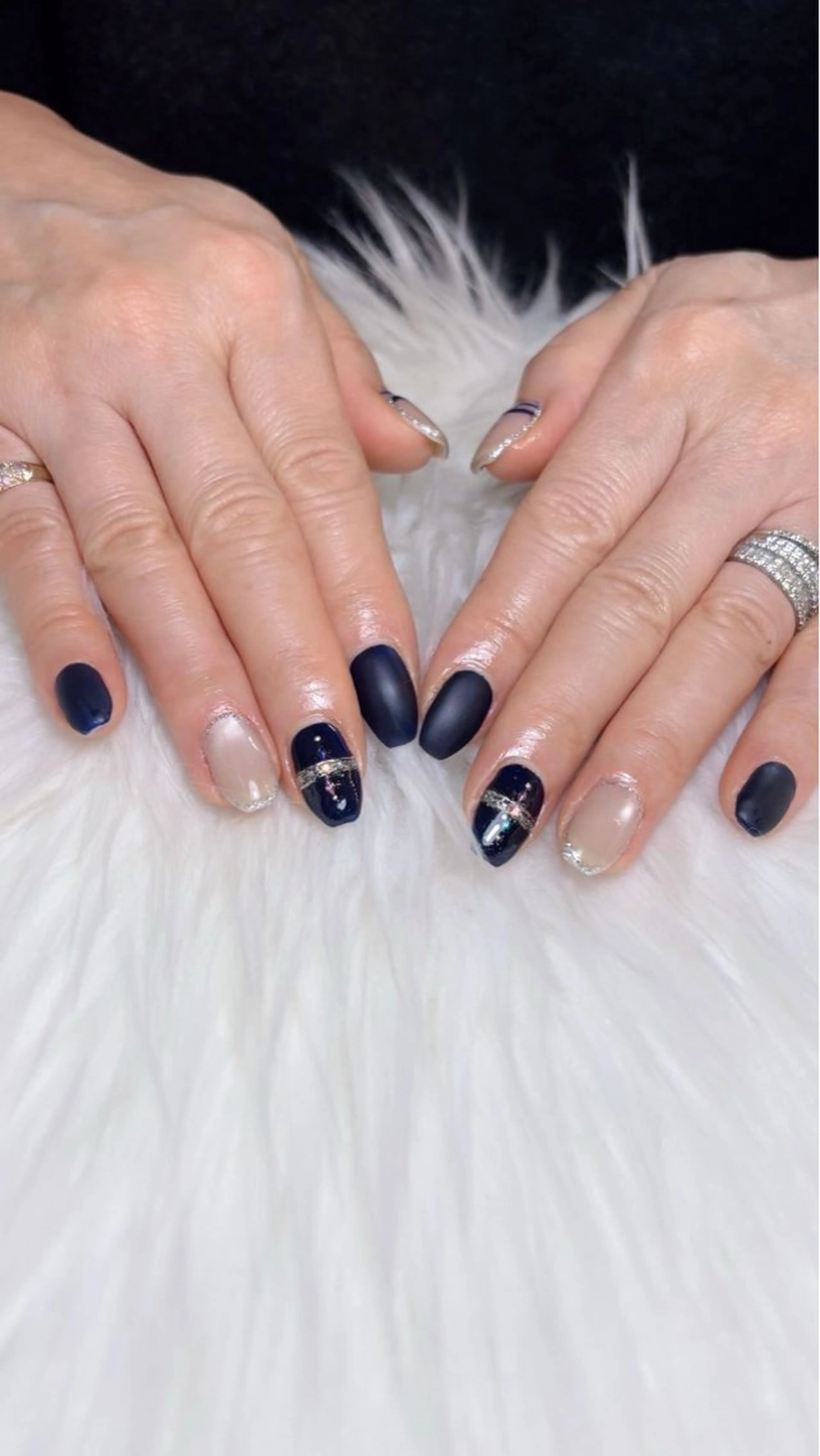 ネイル マットネイル ネイビー ハンドネイル Lino𓂃⟡.· Chizuruのネイルデザイン