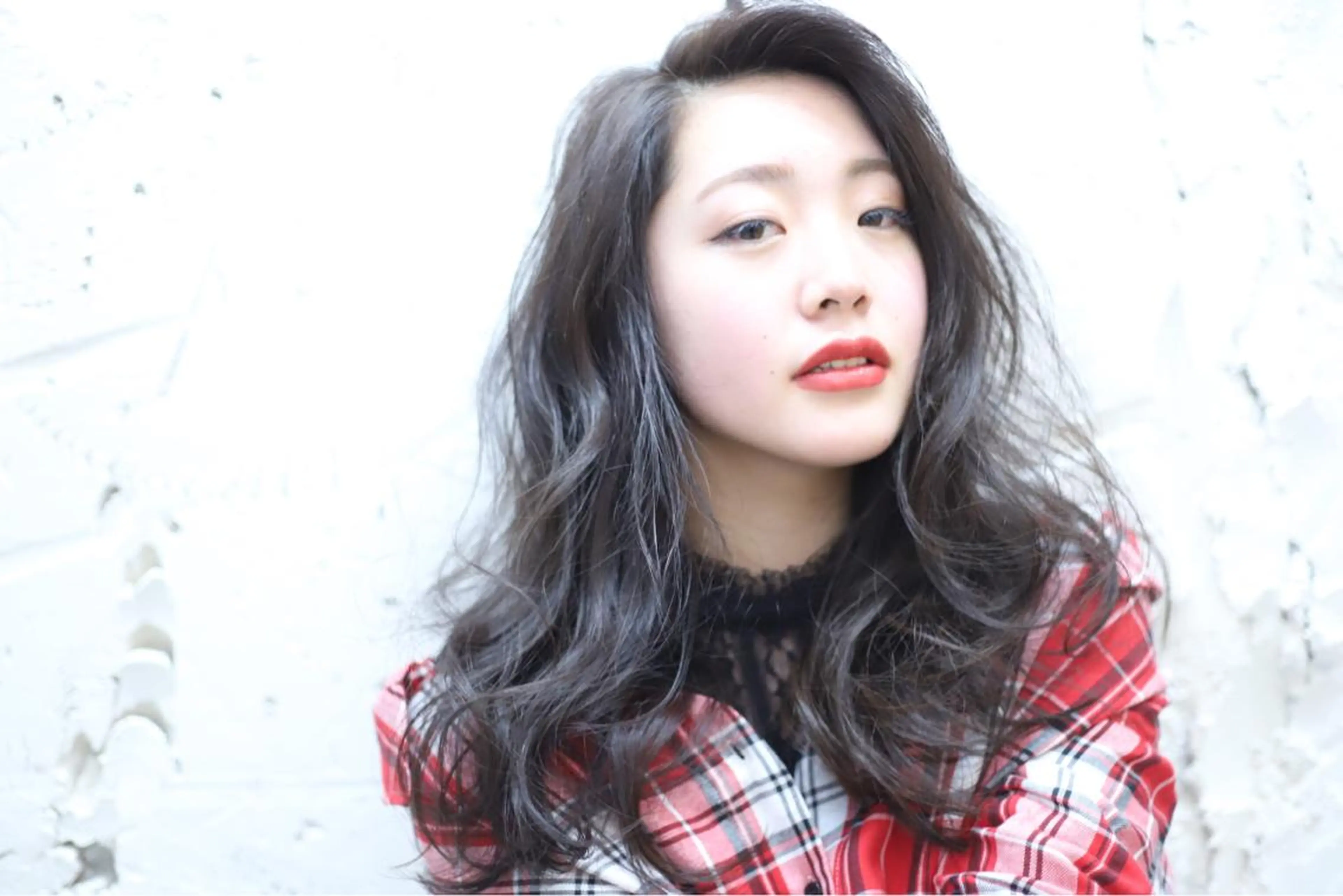 セミロング カラー かきあげバング カット ヘアカラー 中山 泰徳のヘアスタイル