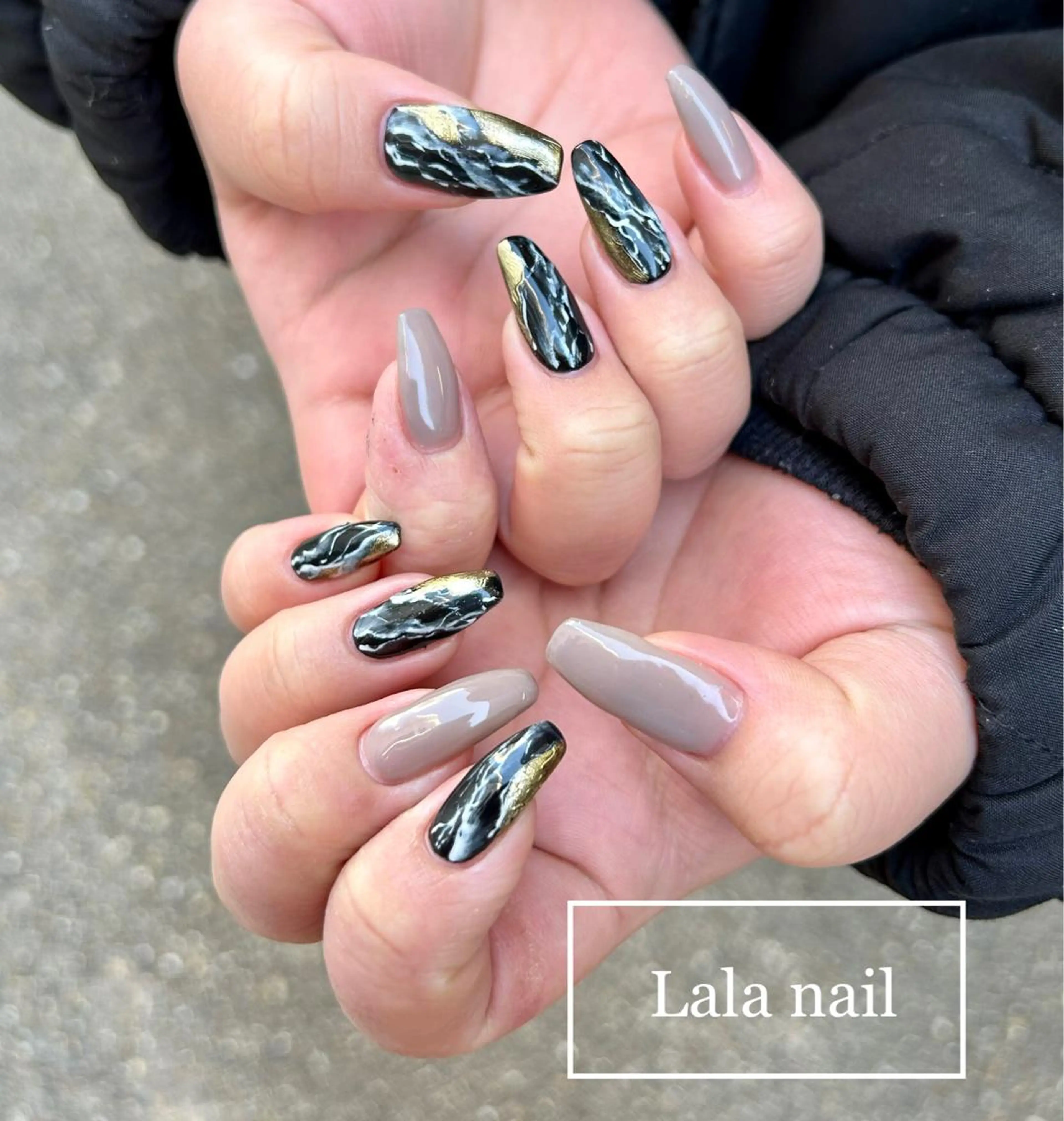 ネイル ロングネイル 大理石ネイル(マーブル) 冬ネイル Lala nailのネイルデザイン