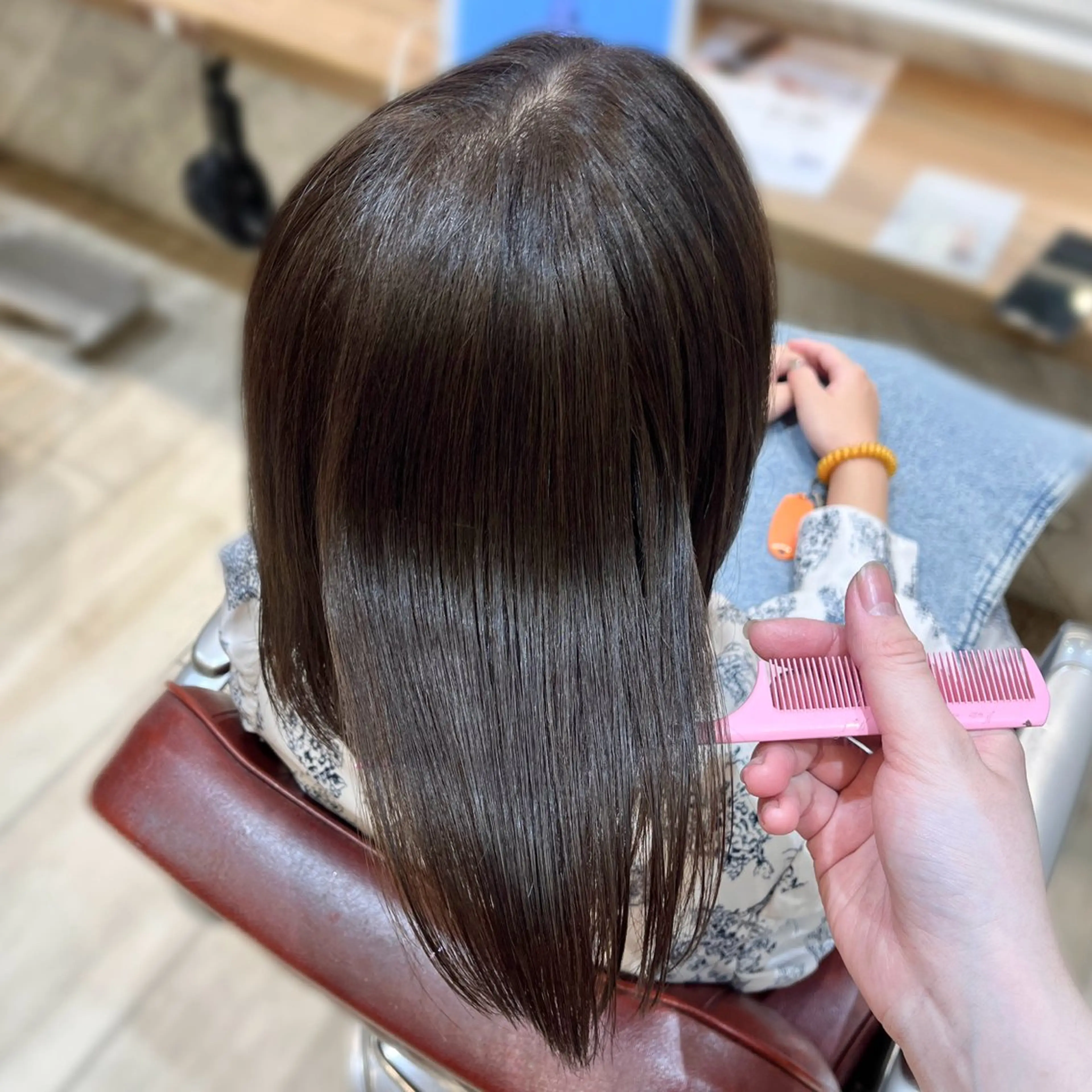 ミディアム 縮毛矯正 韓国レイヤー 暖色カラー/さくらのヘアスタイル