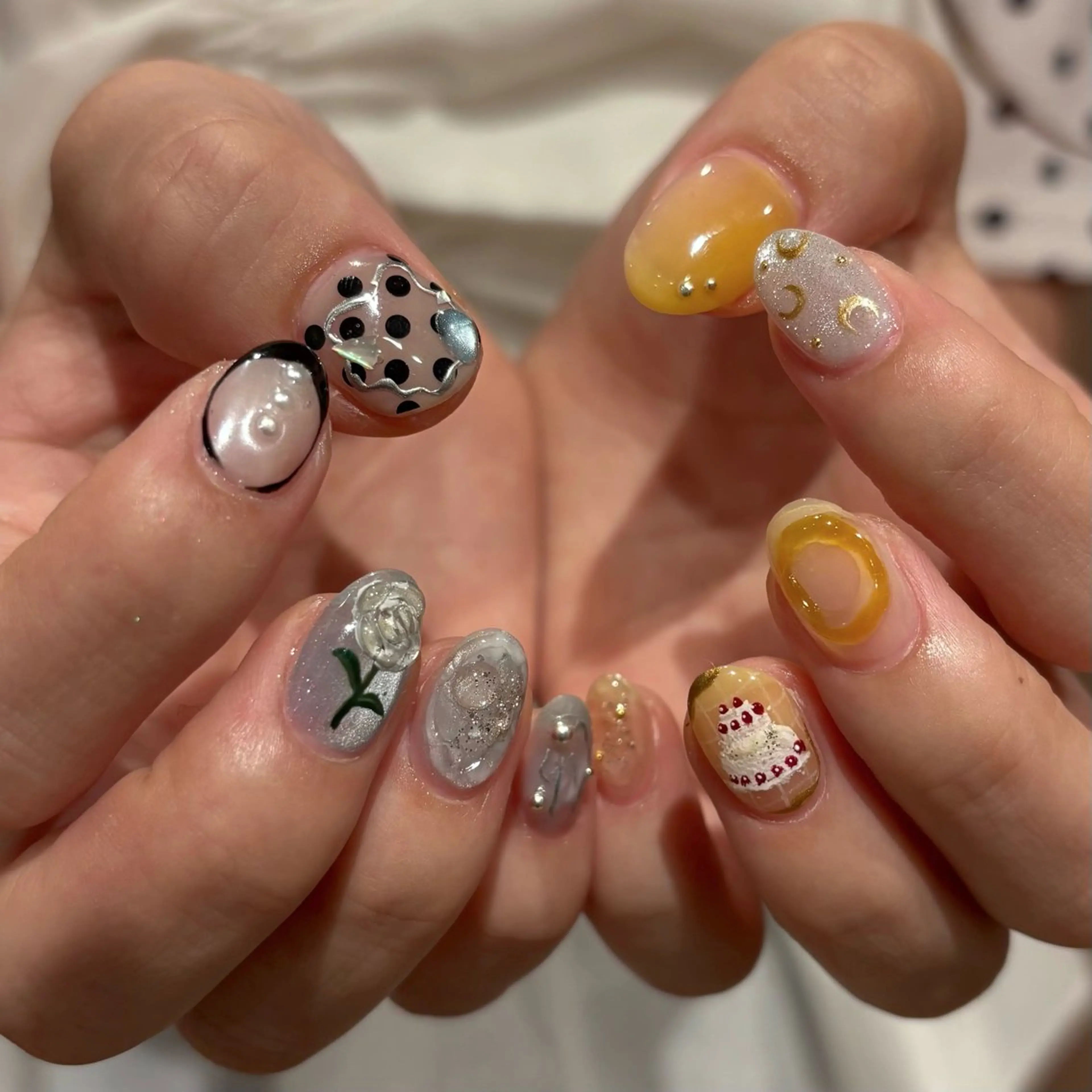 ネイル ドット ジェルネイル マグネットネイル 持ち込み ニュアンスネイル Bianca名駅店 安田のネイルデザイン