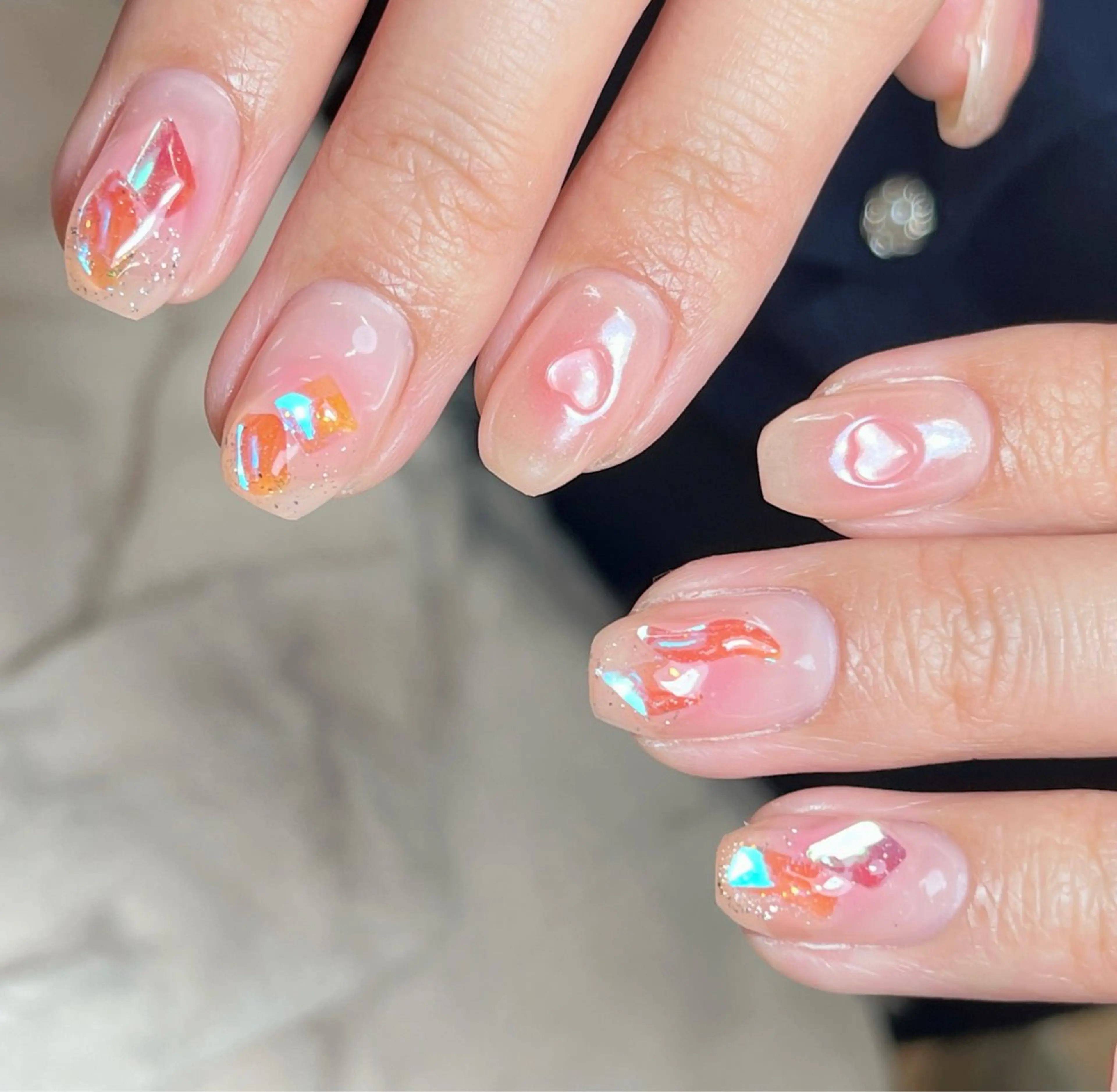 ネイル ジェルネイル 持ち込み candy nail 韓国風ワンホンネイルのネイルデザイン