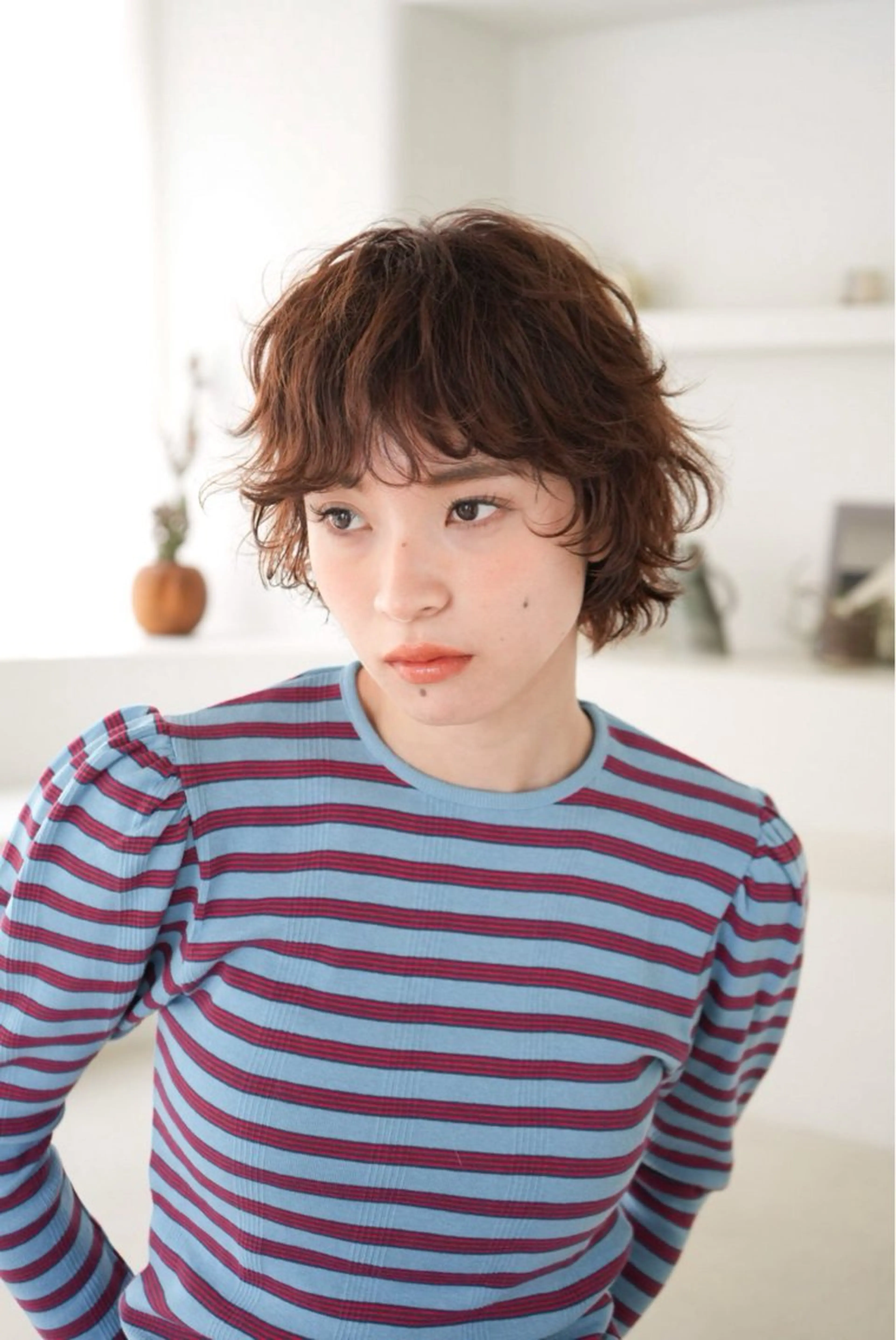 ショート パーマ ボブ/レイヤー/暖色 カラー/モモカ🎀のヘアスタイル