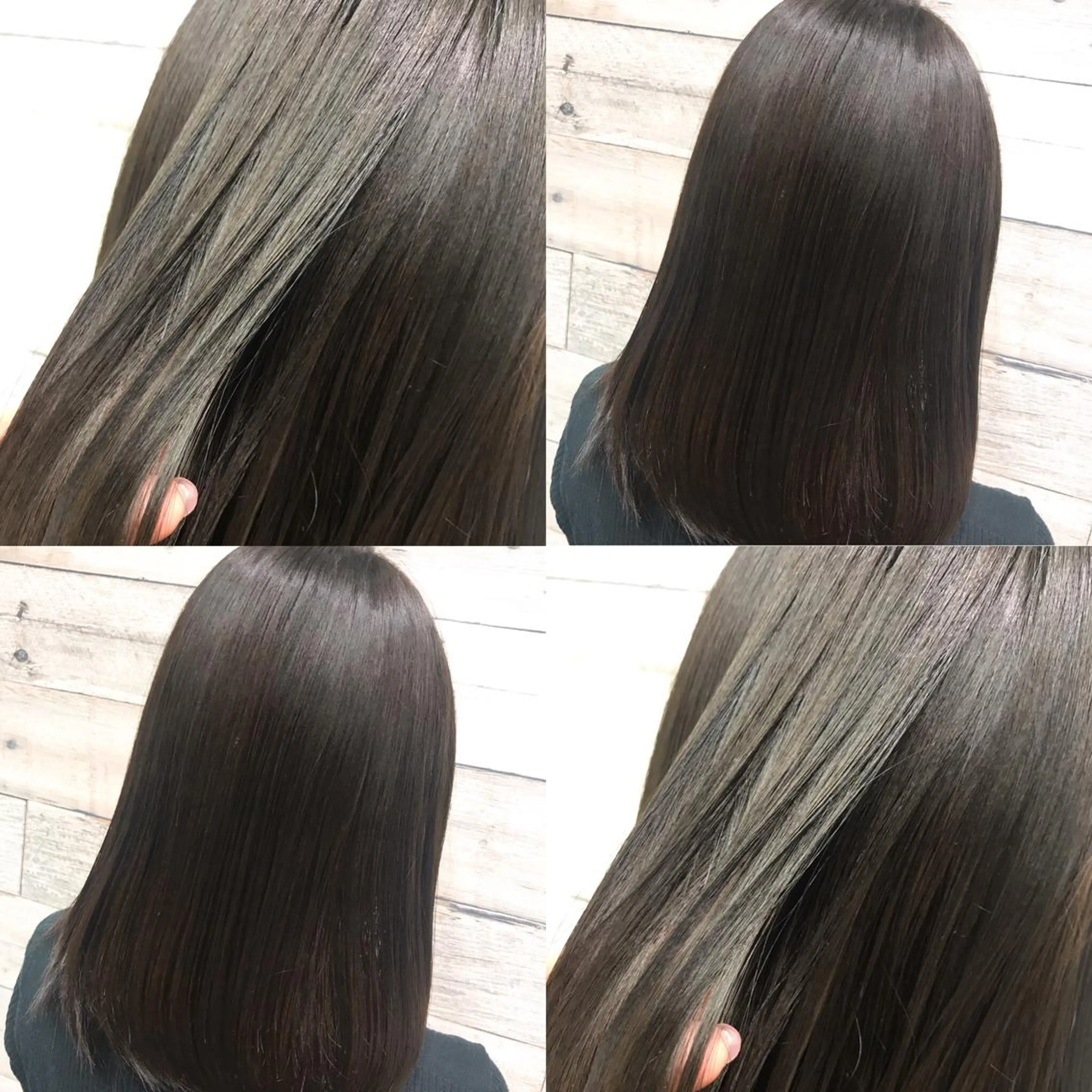 セミロング カラー アッシュ ブリーチ 透明感カラー ブリーチなしカラー 予約 停止のヘアスタイル