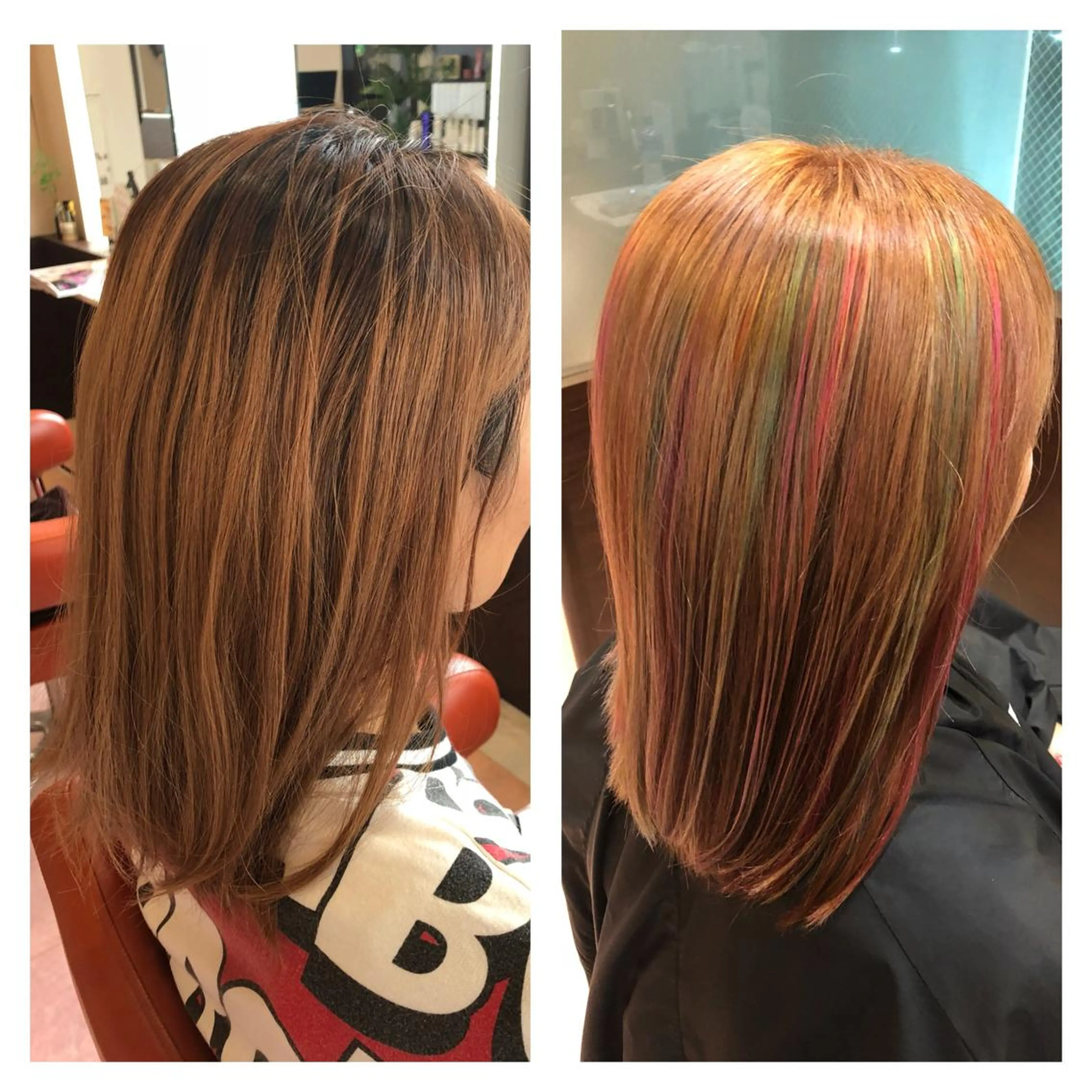 セミロング ハイライト やまぐち まりんのヘアスタイル