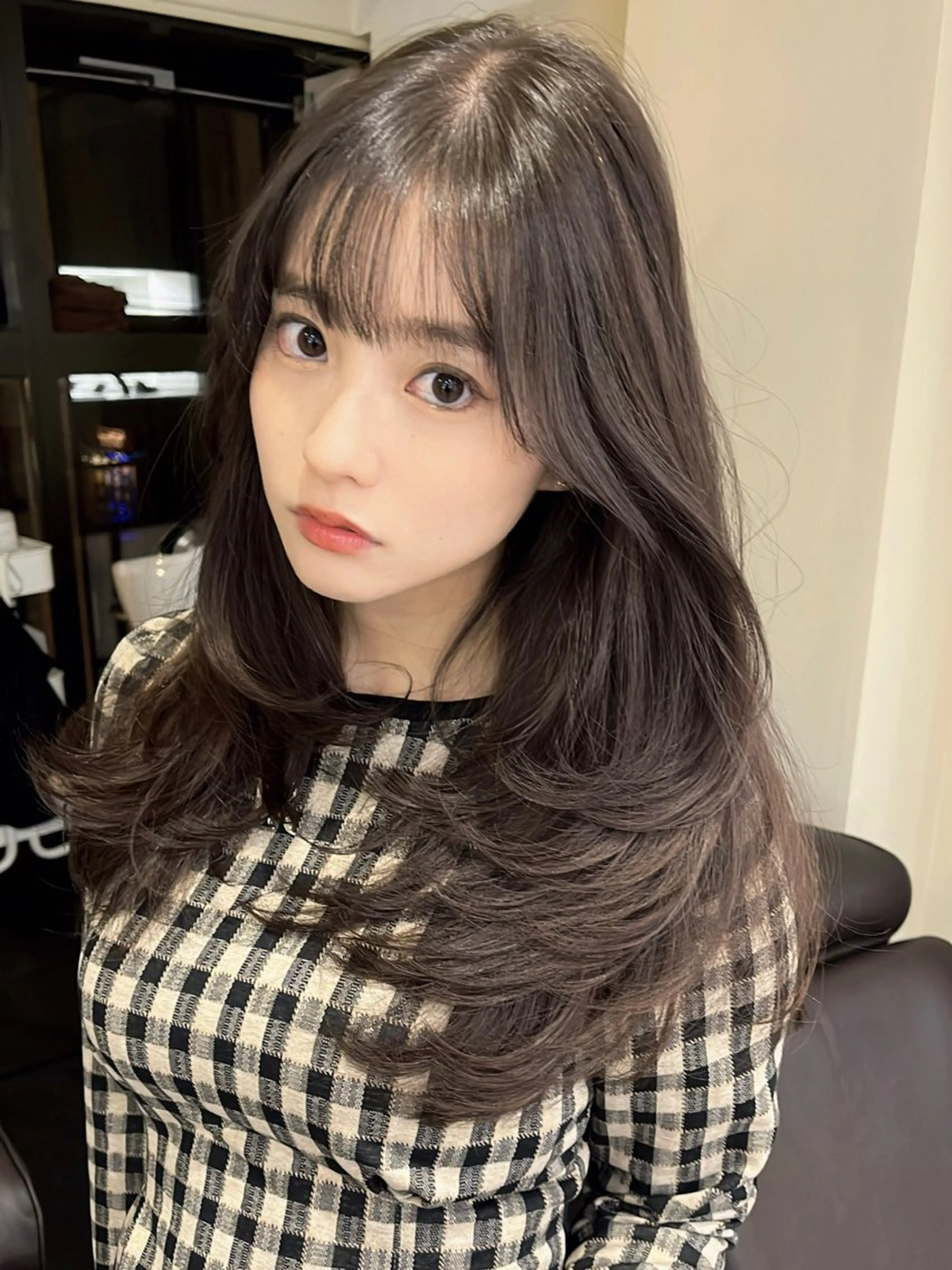 ロング レイヤーカット ブリーチなしWカラー /レイヤーカット大阪のヘアスタイル