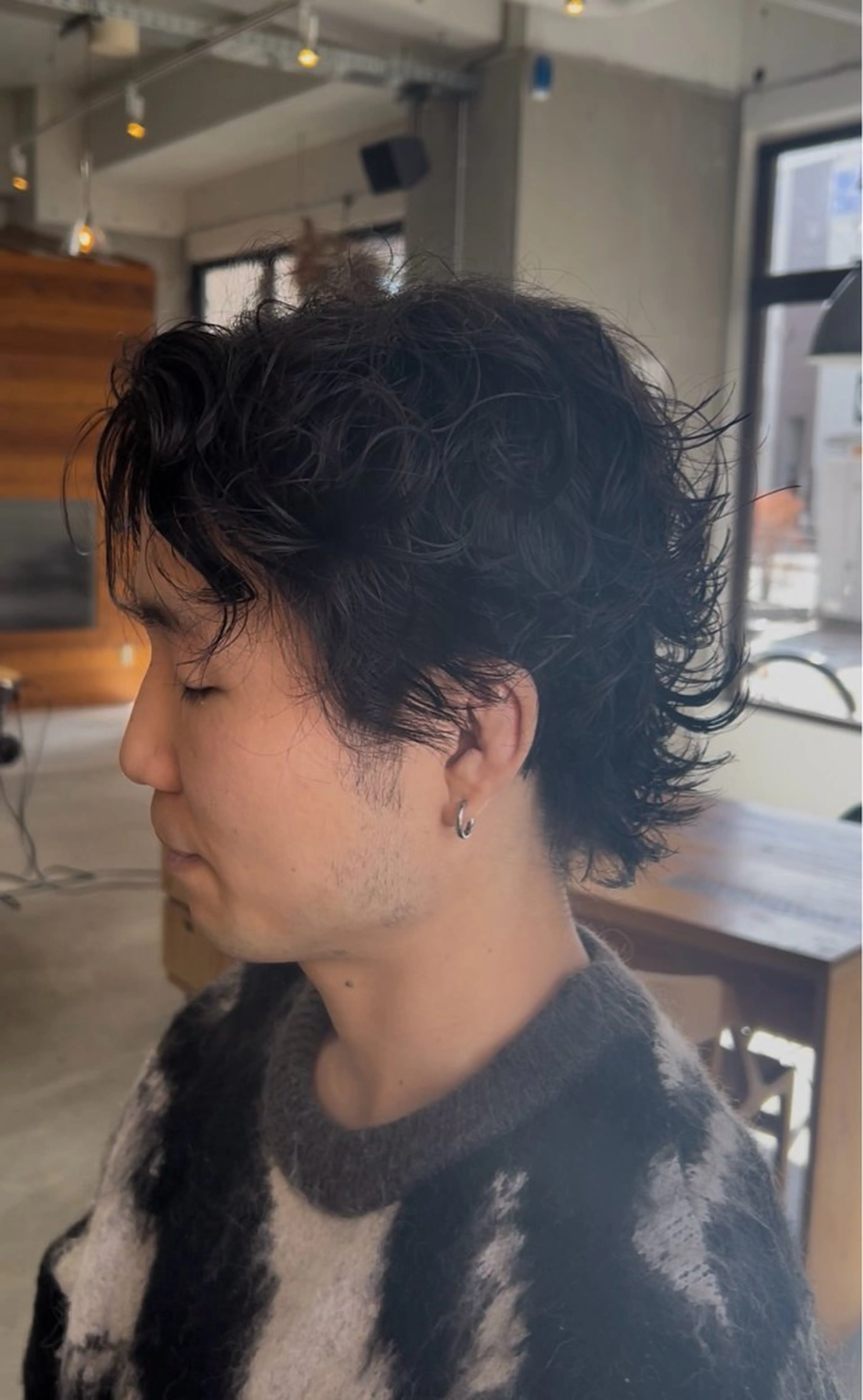 ミディアム パーマ メンズ カット パーマ 上原 心のヘアスタイル