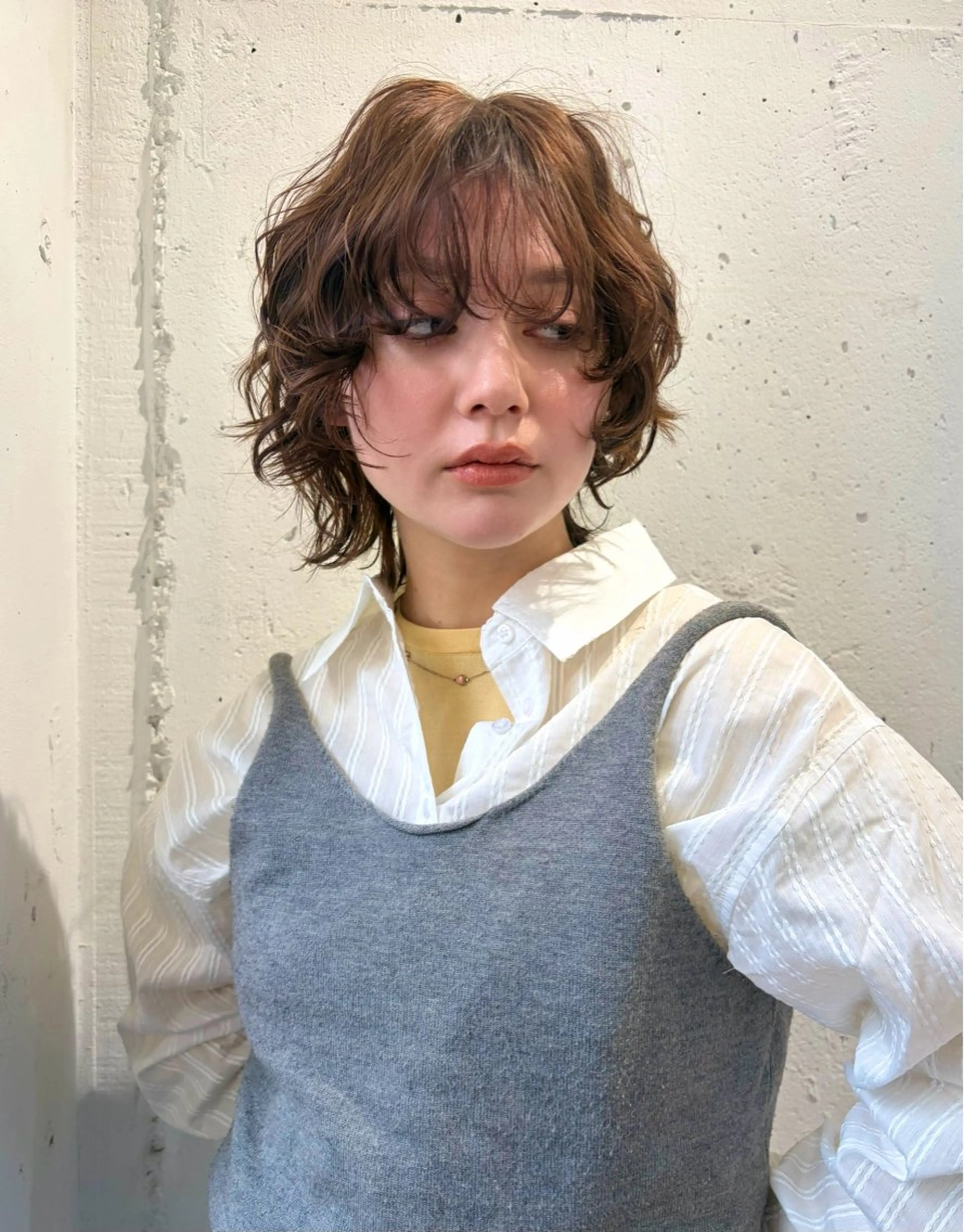 ミディアム パーマ ミディアムパーマ レイヤーカット ウルフカット カット ヘアカラー パーマ トリートメント ＊UNU＊ RICOのヘアスタイル