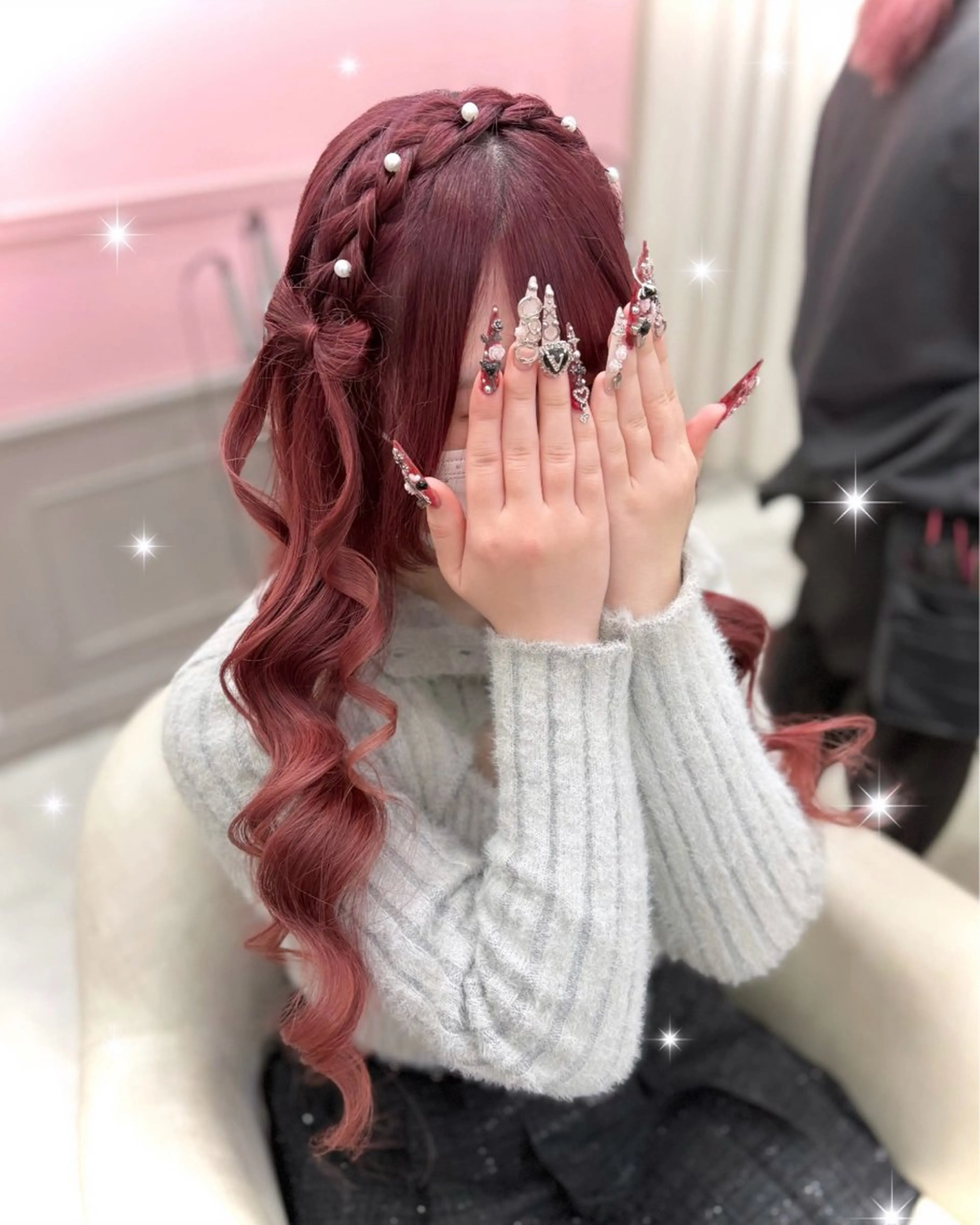 ロング ヘアアレンジ 編みこみ カチューシャ ヘアセット lien ヒジリのヘアスタイル