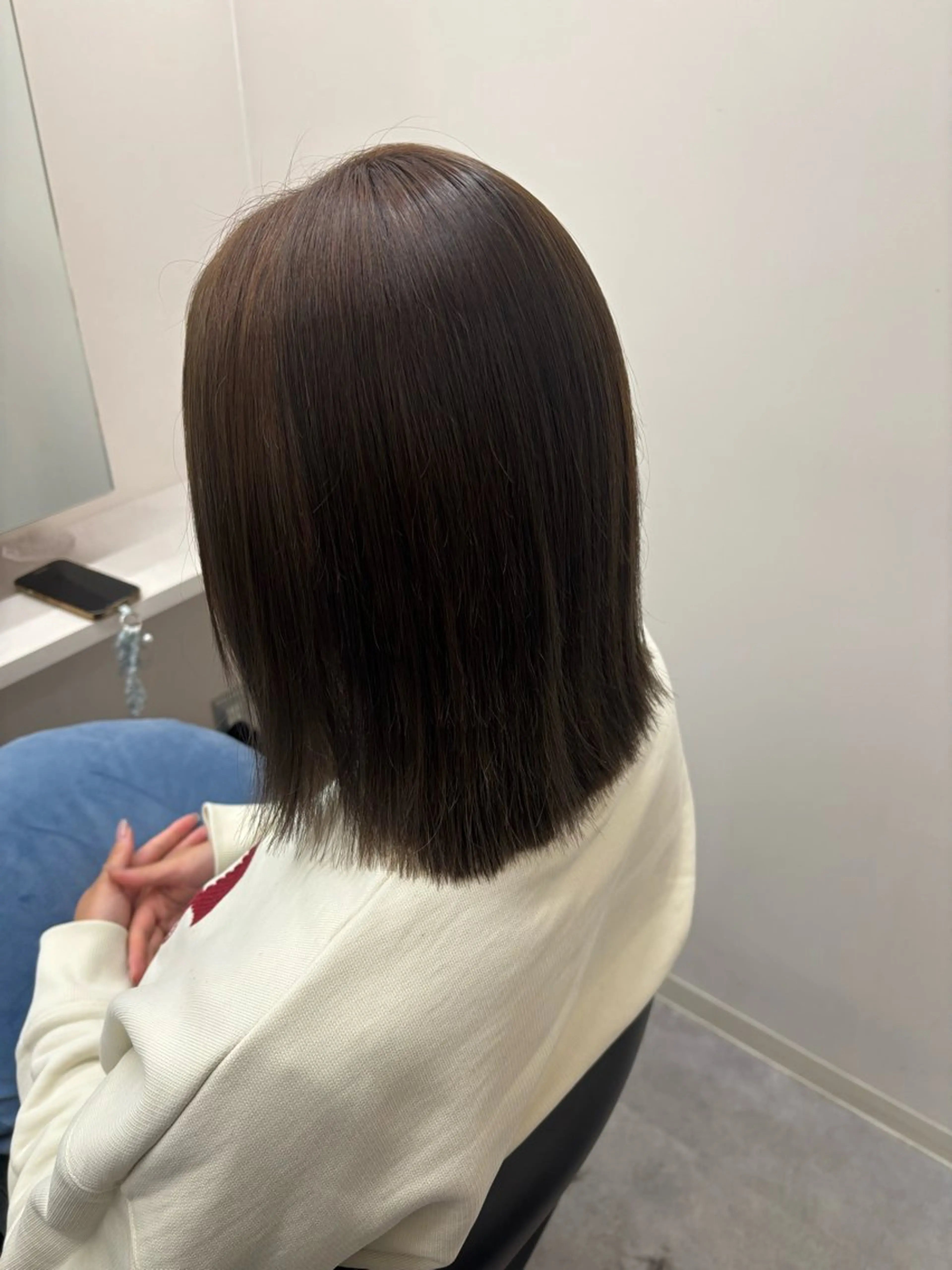 ミディアム 酸性ストレート 縮毛矯正 トリートメント とき/髪質改善/透明 感カラー☘️のヘアスタイル