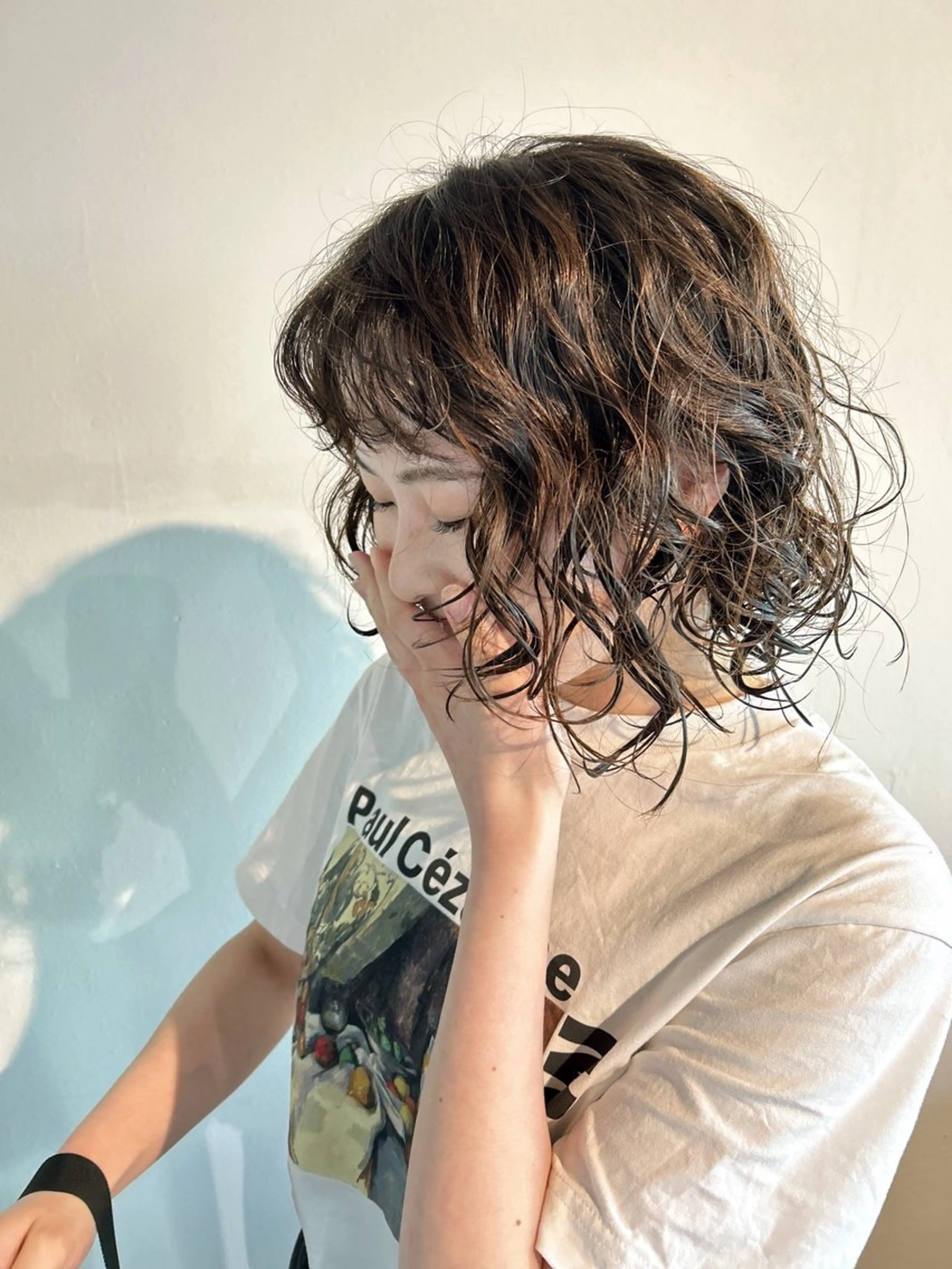 ミディアム ミディアムパーマ レイヤーカット パーマ shiho/レイヤー /透明感カラーのヘアスタイル