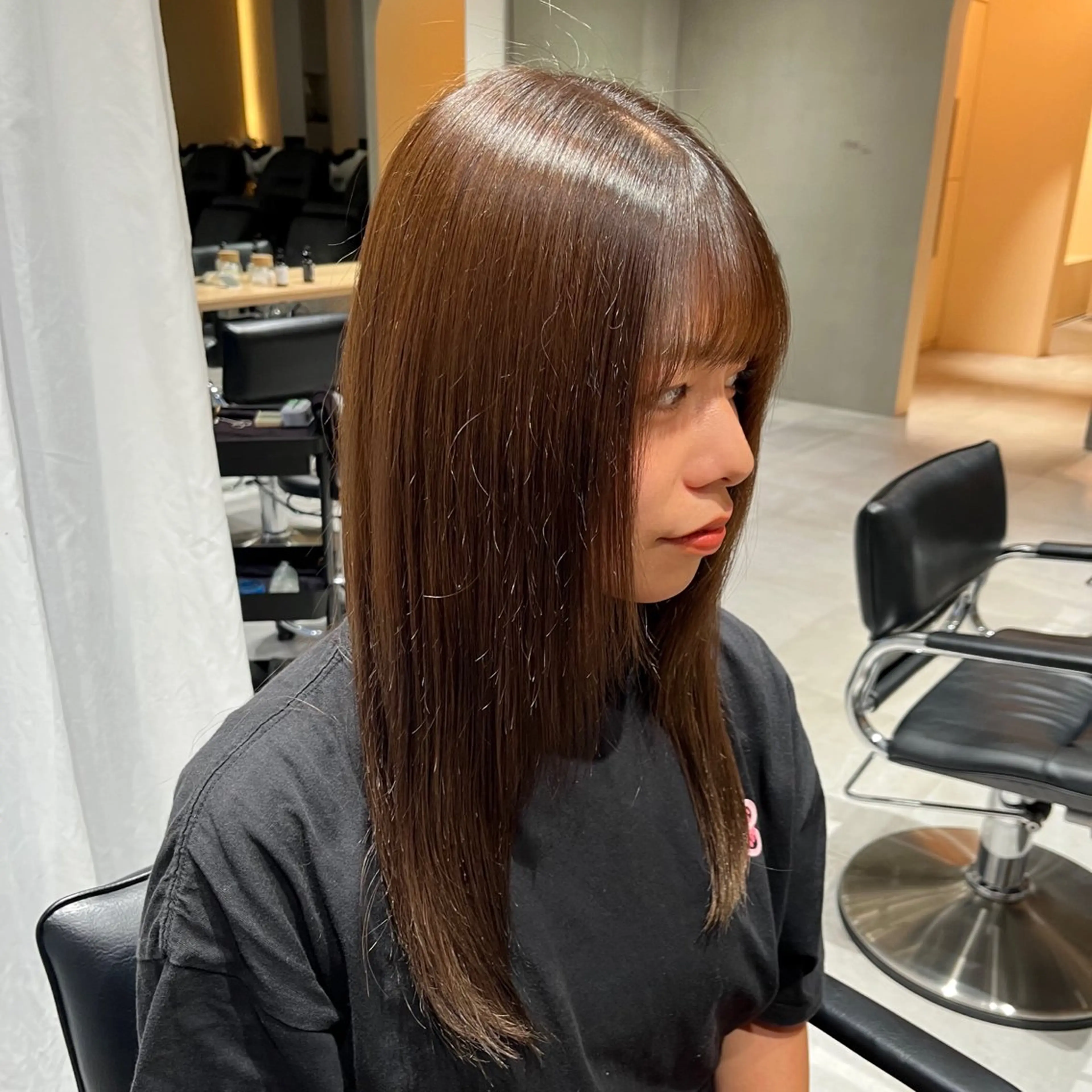 ロング カラー パーマ ナミ🩶暗髪/暖色 ❤️/透明感/縮毛のヘアスタイル