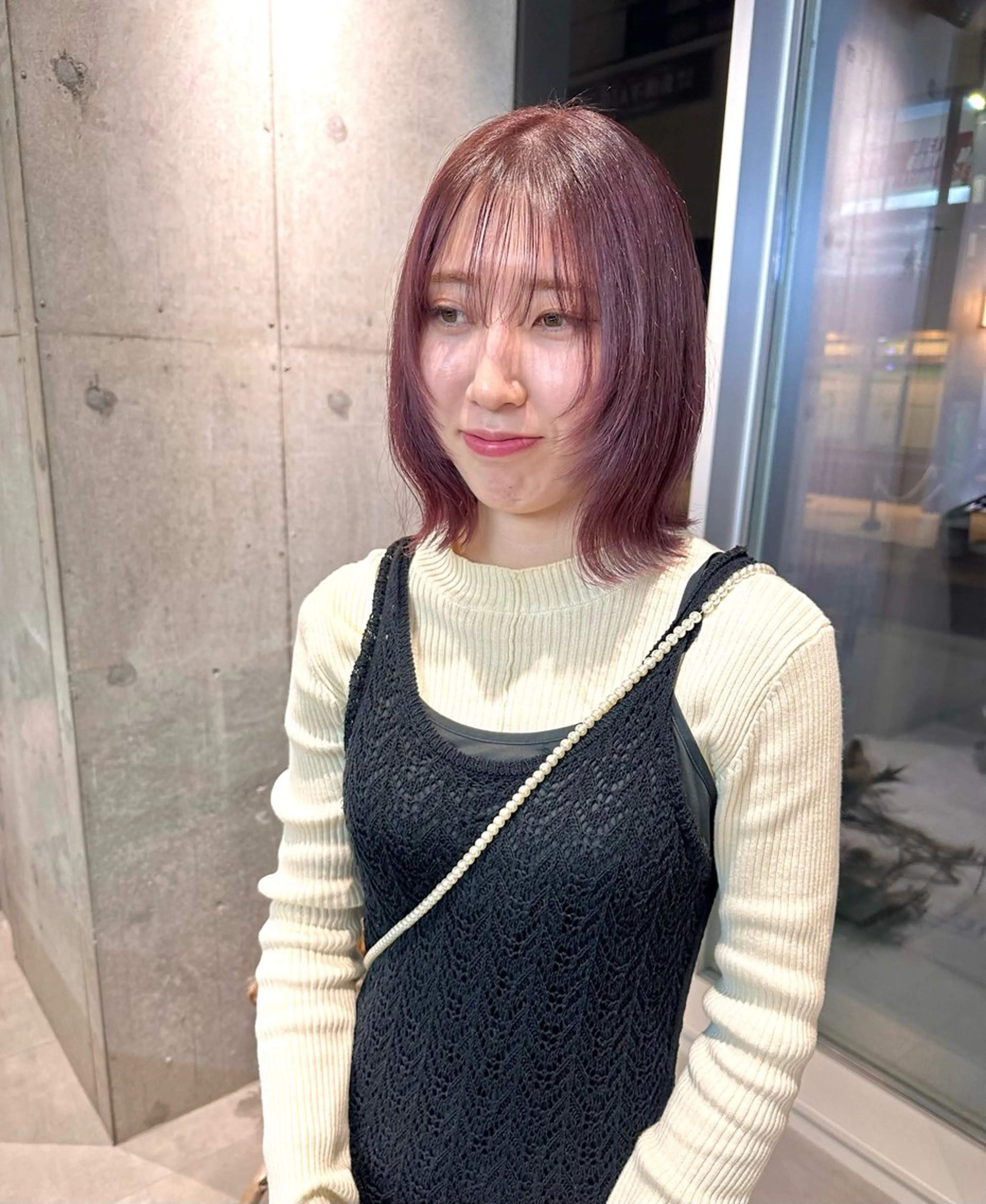 ミディアム カラー ラベンダーカラー ピンクカラー ピンクラベンダー 顔まわりレイヤー レイヤーカット 染谷 遥花のヘアスタイル