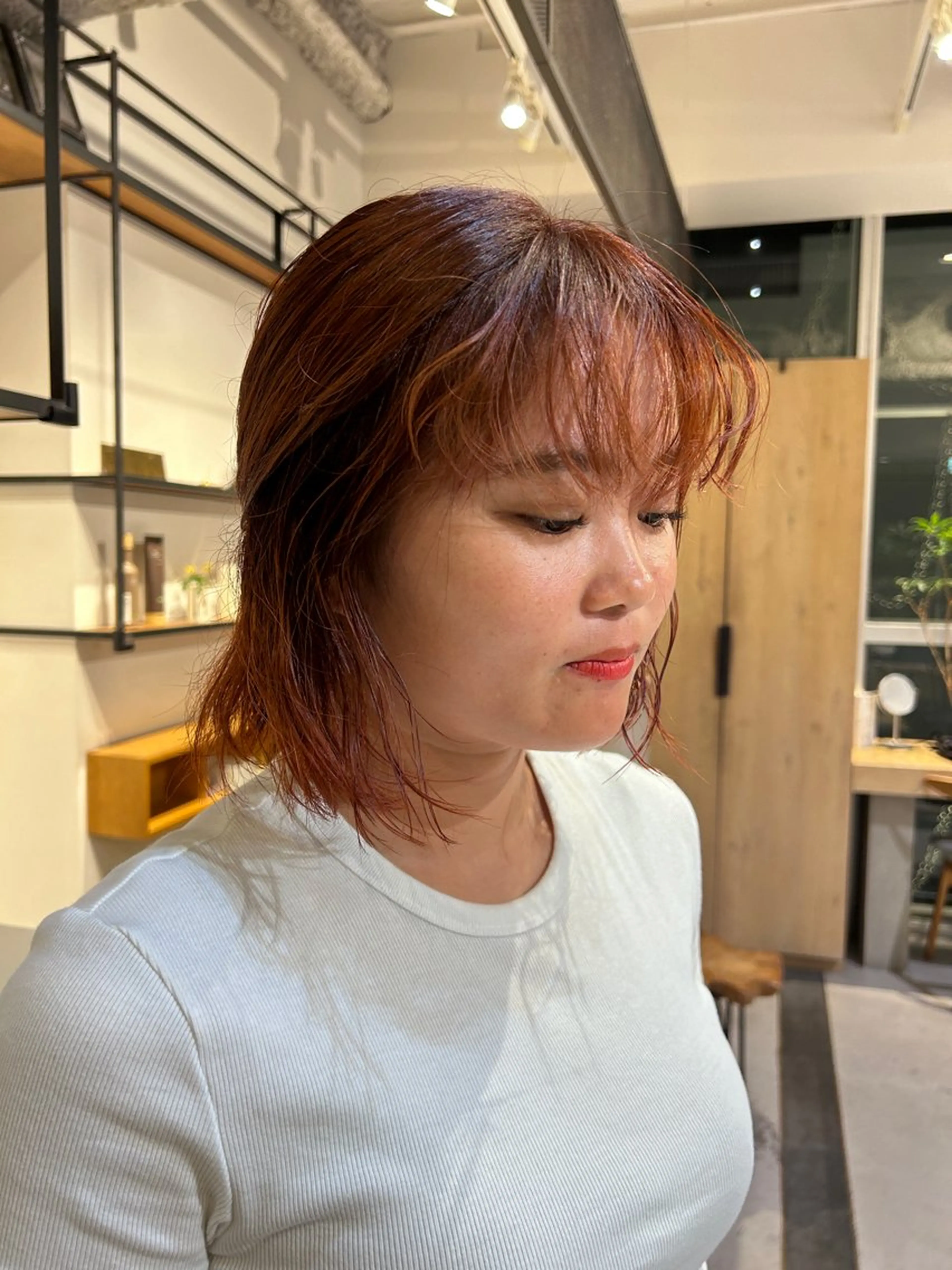 ミディアム カラー オレンジ ヘアカラー トリートメント FILMS所属・FILMS 銀座店 Mikotoのヘアスタイル