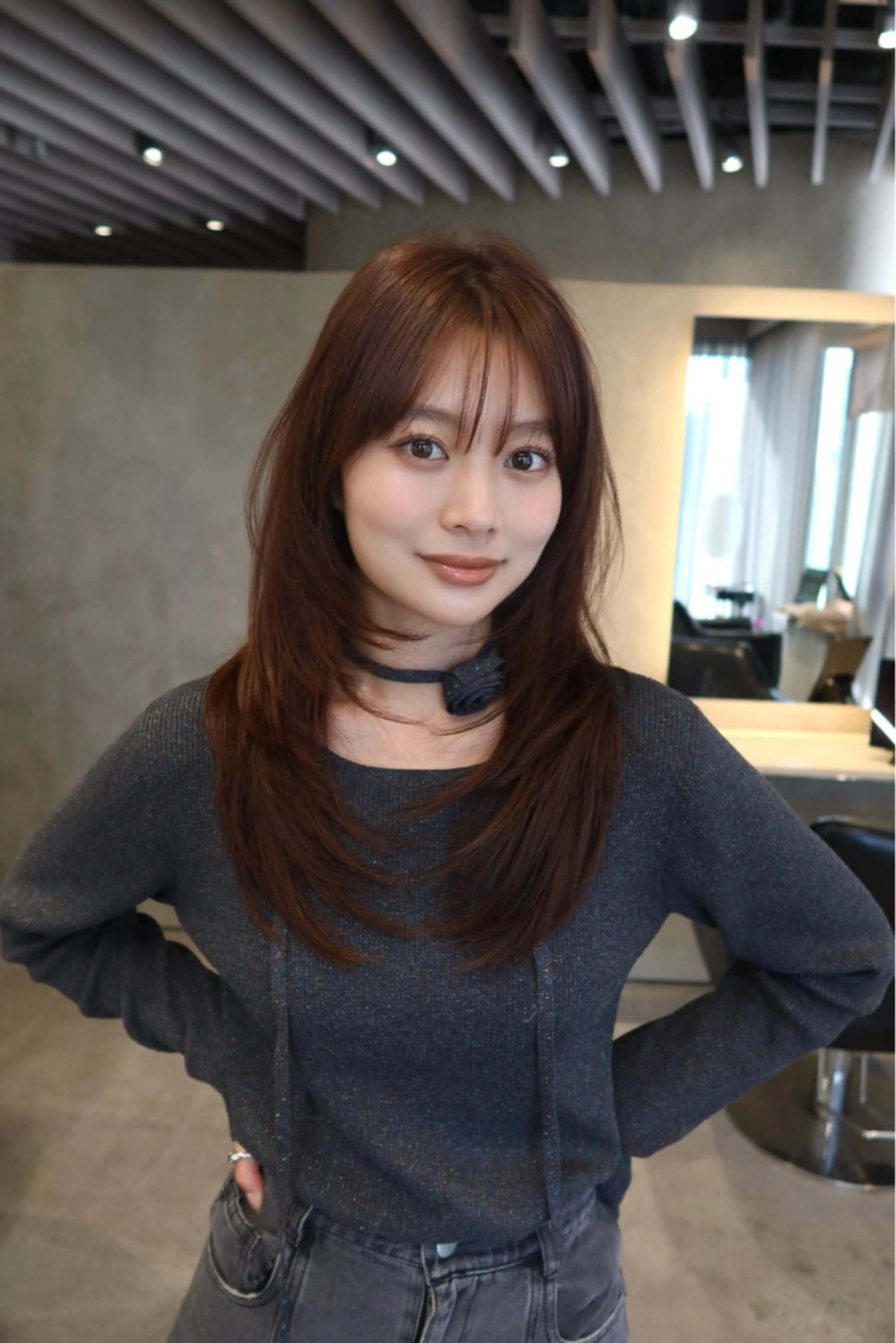 セミロング オレンジブラウン レイヤーカット 大人レイヤー 🍃外苑前/荒谷進介のヘアスタイル