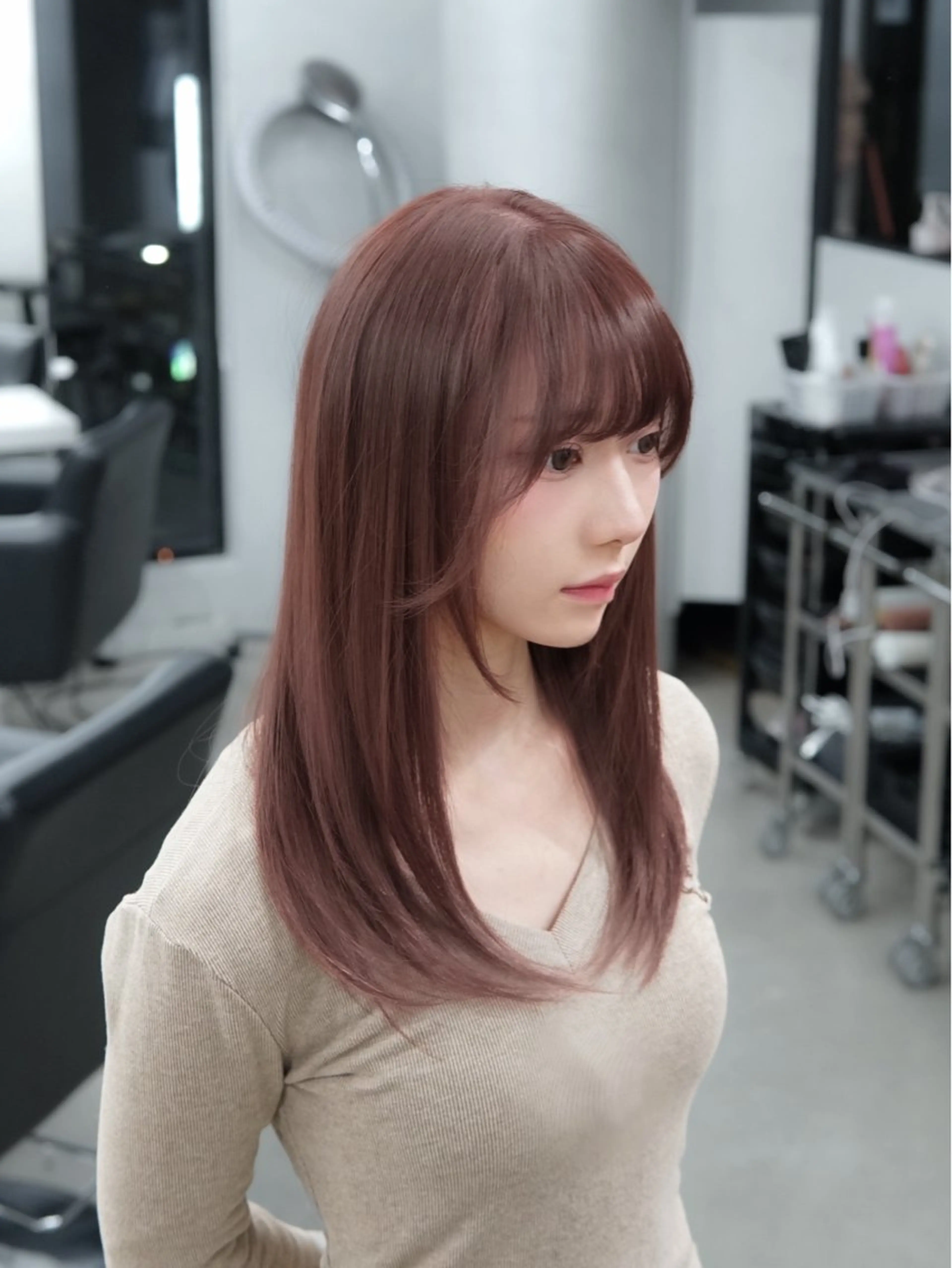 ミディアム カラー ブラウンカラー 透明感カラー ピンクカラー ピンクブラウン トリートメント ヘアカラー トリートメント 🦋髪質改善/艶髪 /カラー/go🦋のヘアスタイル