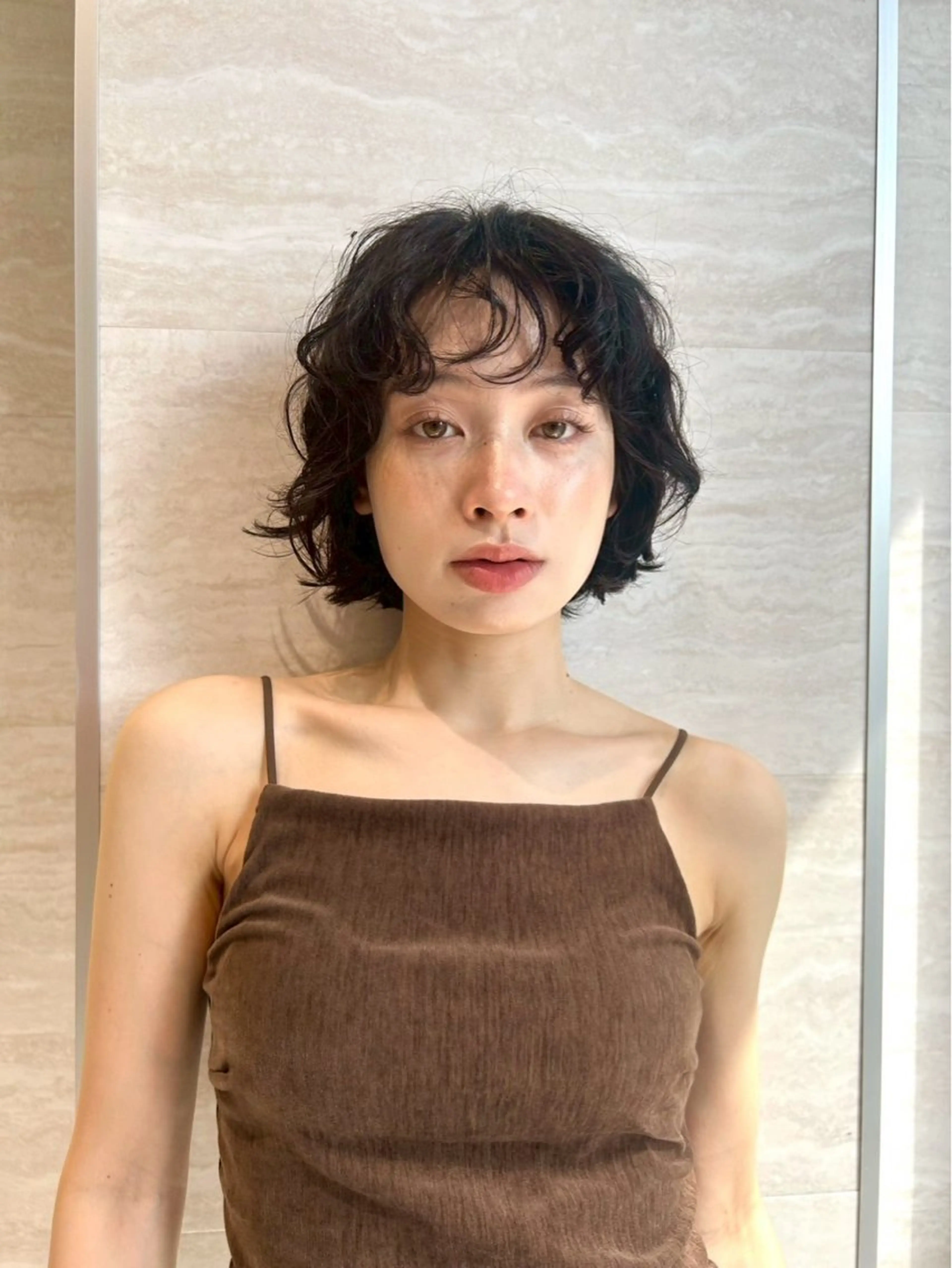 ミディアム パーマ カット パーマ トリートメント ヘッドスパ オリーブカラー/みづ き/ボブパーマ🤍のヘアスタイル